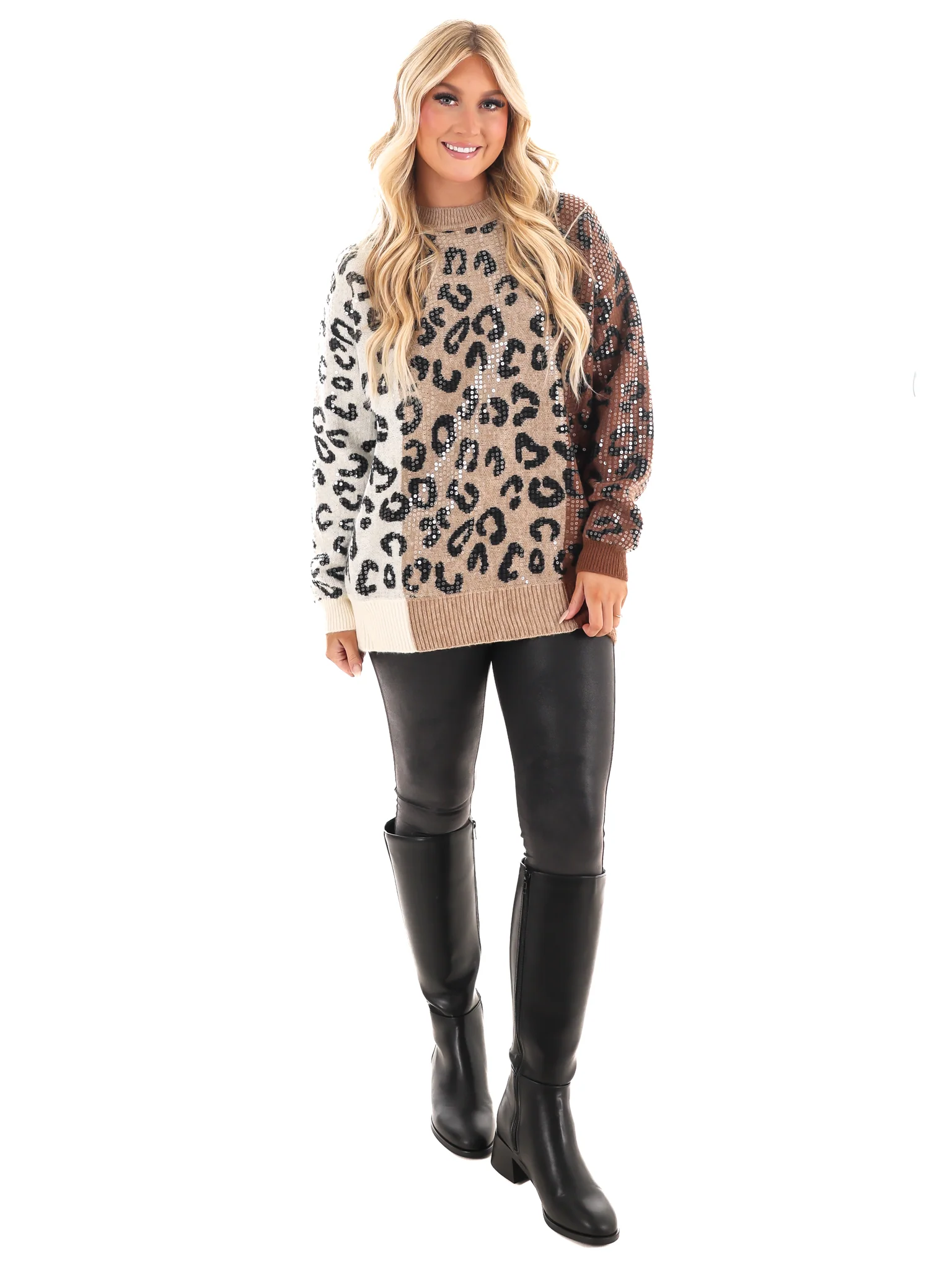 I Almost Do Leopard Colorblock Sweater - Image 2