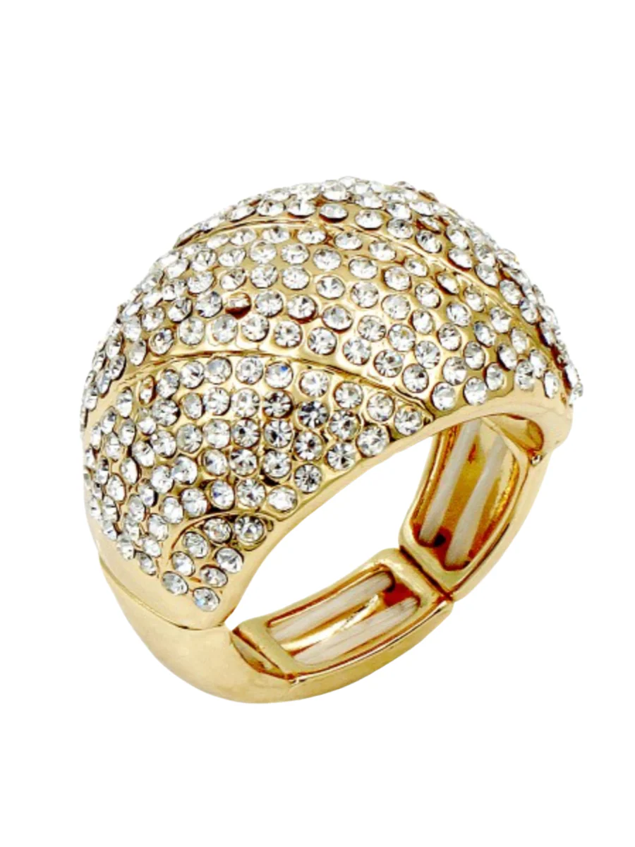 Icon Gold Plated Rhinestone Stretch Ring