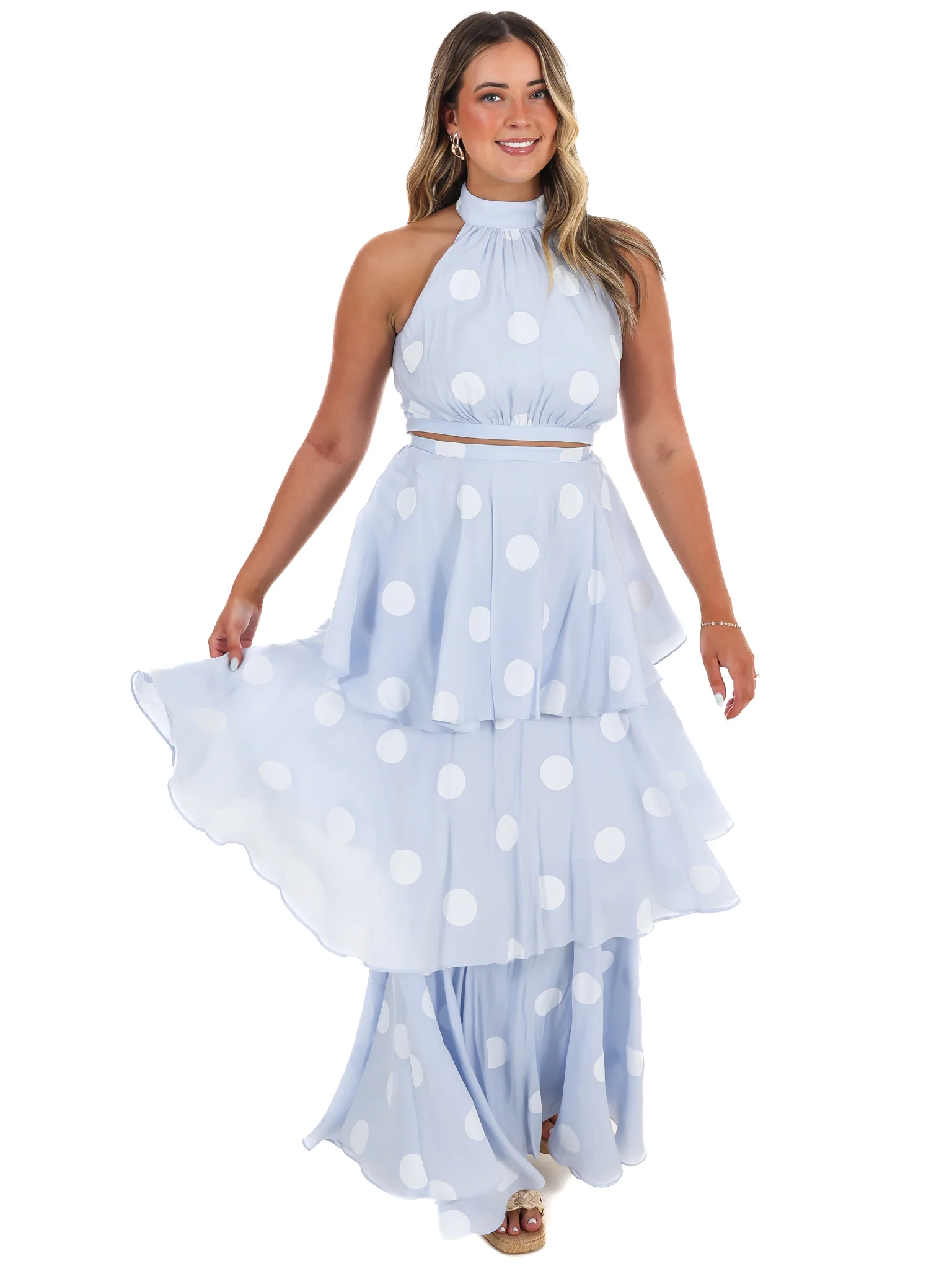 In Our Moment Polka Dot Maxi Skirt Set - Image 8