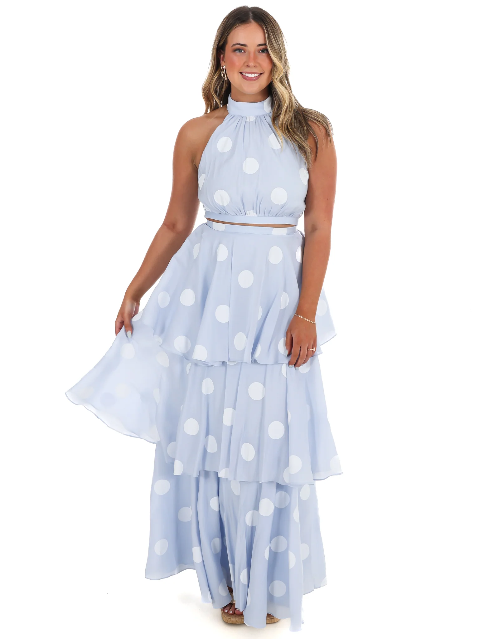 In Our Moment Polka Dot Maxi Skirt Set - Image 9