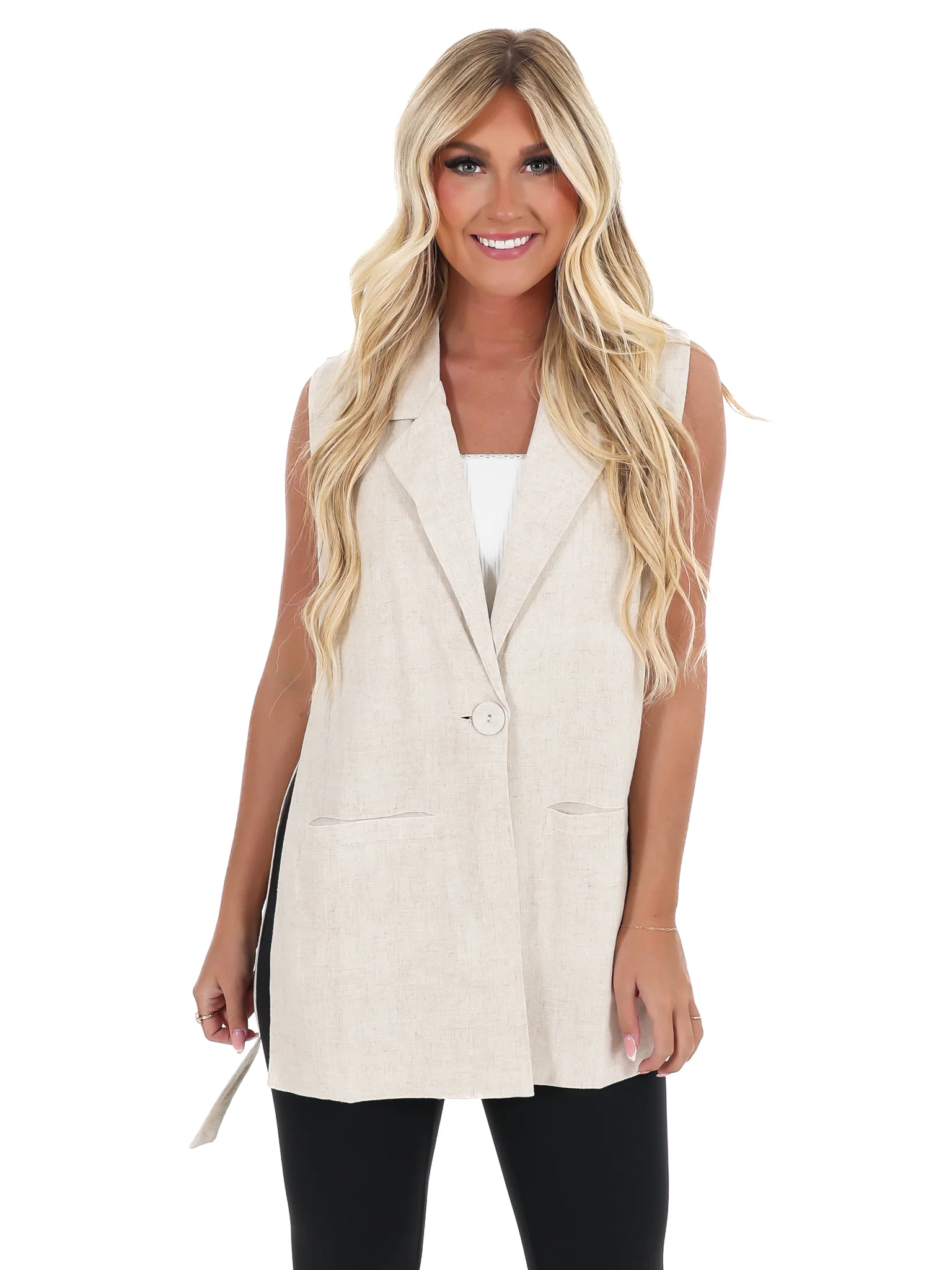 In the Long Run Linen Jacket Vest - Image 3