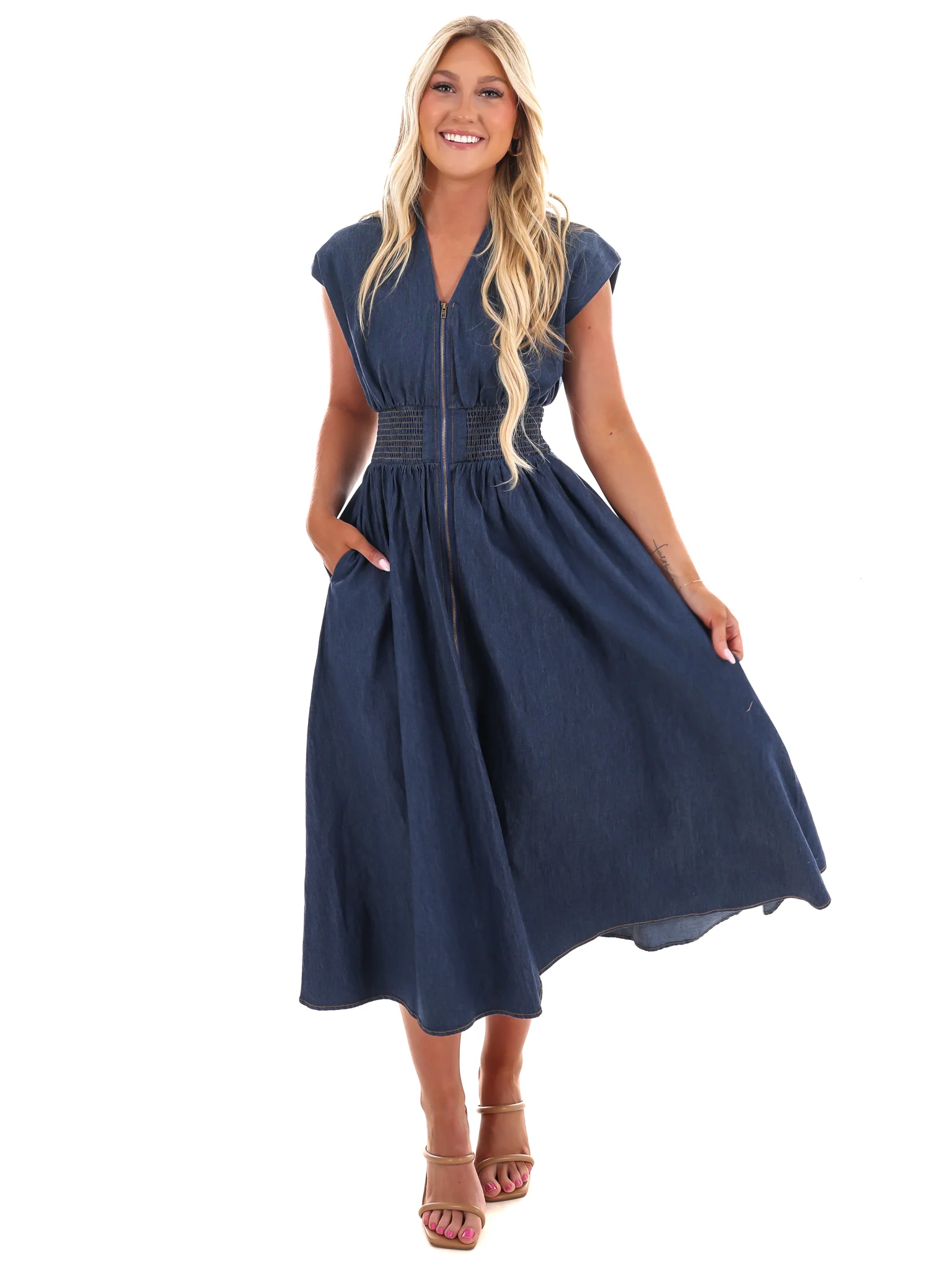 Inside Scoop Denim Midi Dress - Image 2