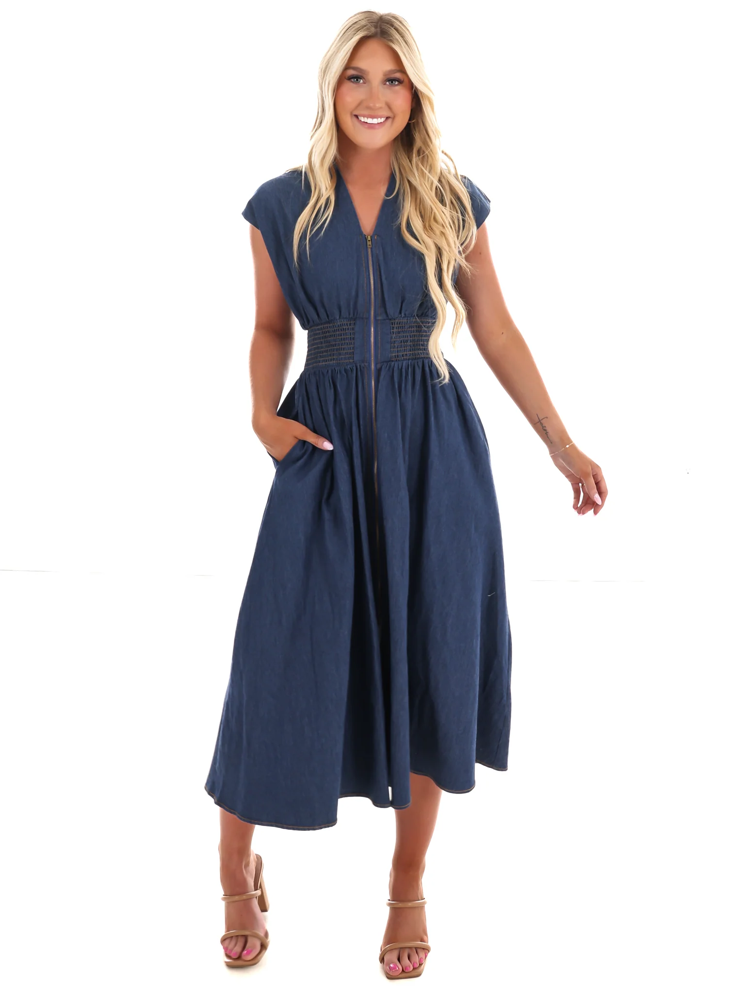 Inside Scoop Denim Midi Dress - Image 3