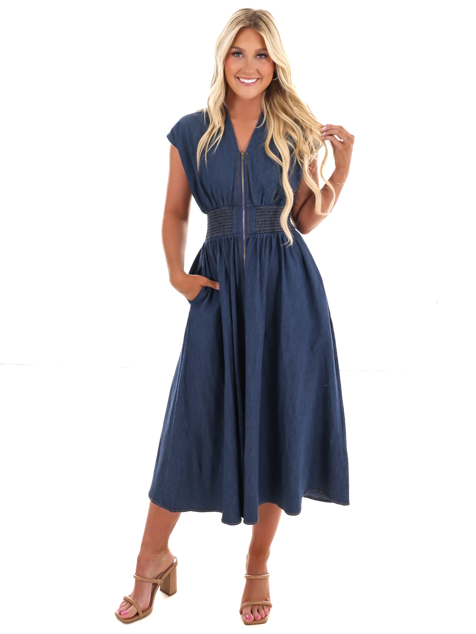 Inside Scoop Denim Midi Dress - Image 4