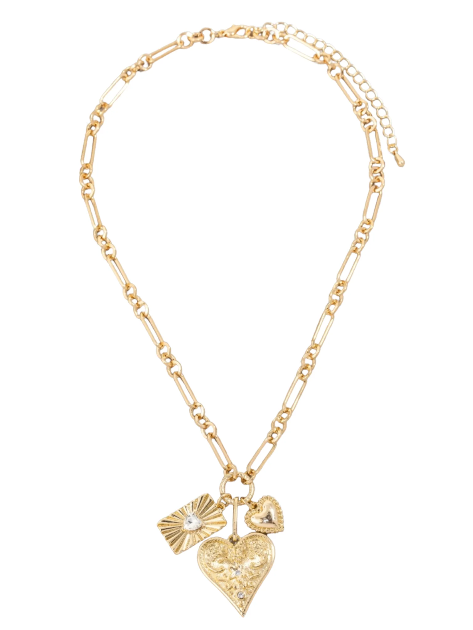 Intricate Heart Charms Chain Necklace