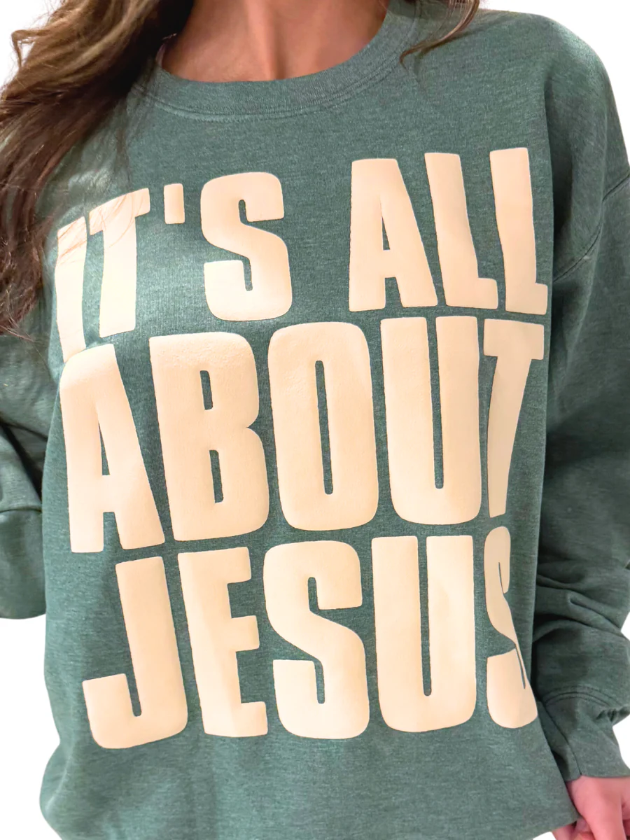 It's All About Jesus Puff Sweatshirt - Image 10