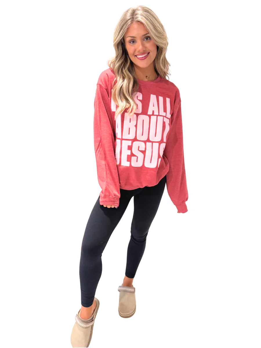 It's All About Jesus Puff Sweatshirt - Image 3