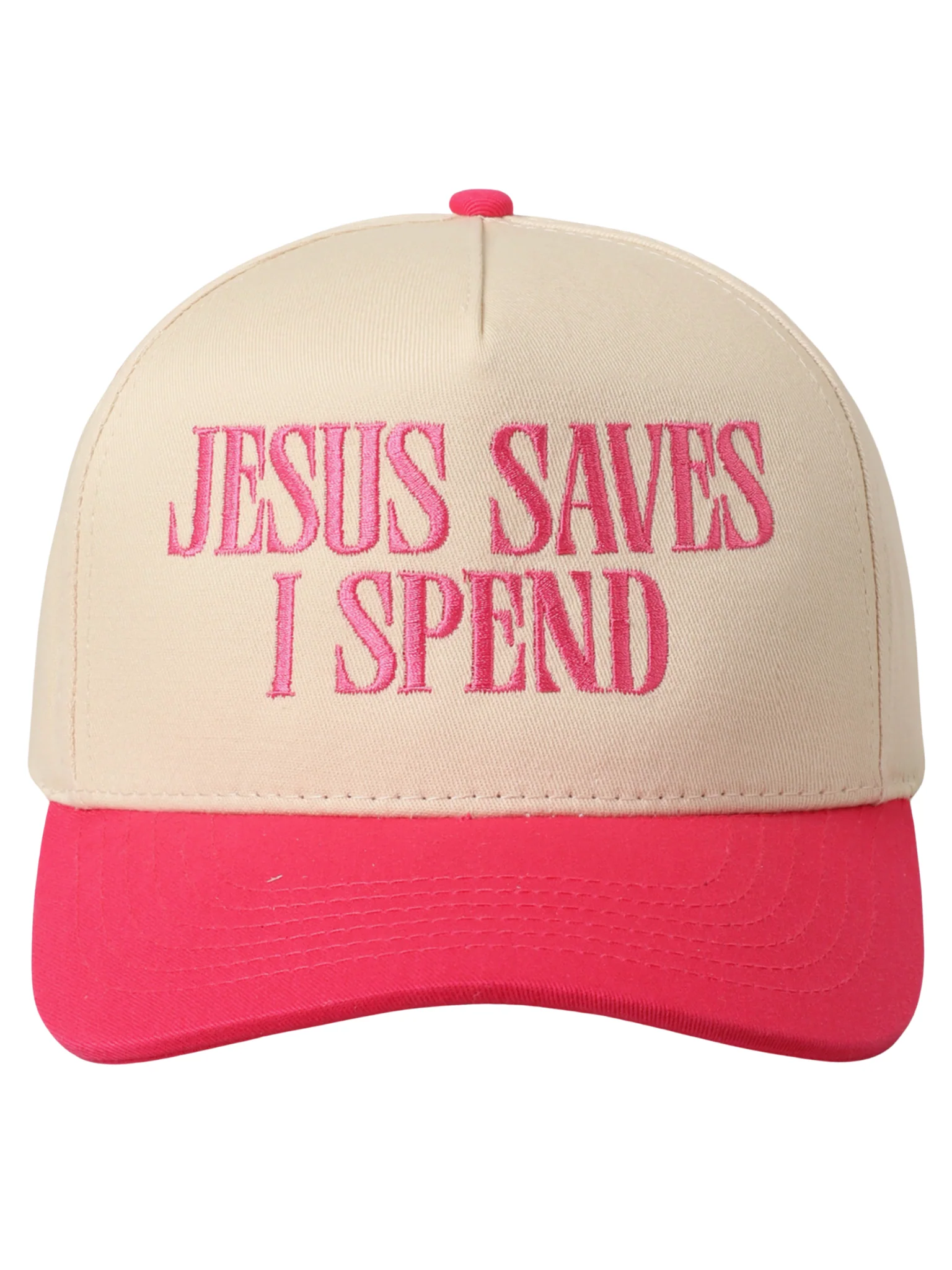 Jesus Saves I Spend Embroidery Trucker Hat - Image 2