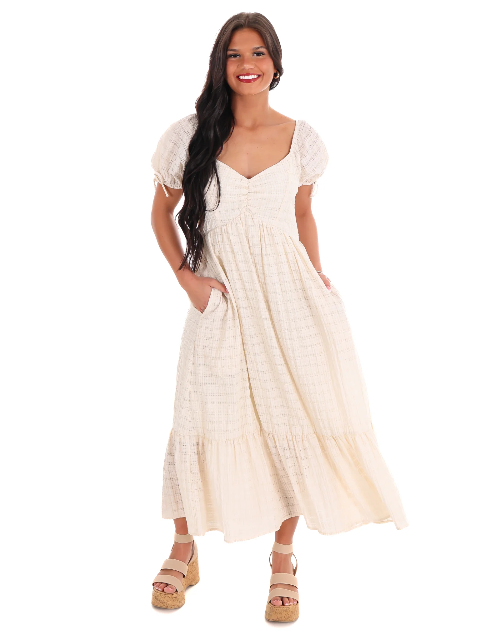 Just Having Fun Textured Midi Dress - Image 2