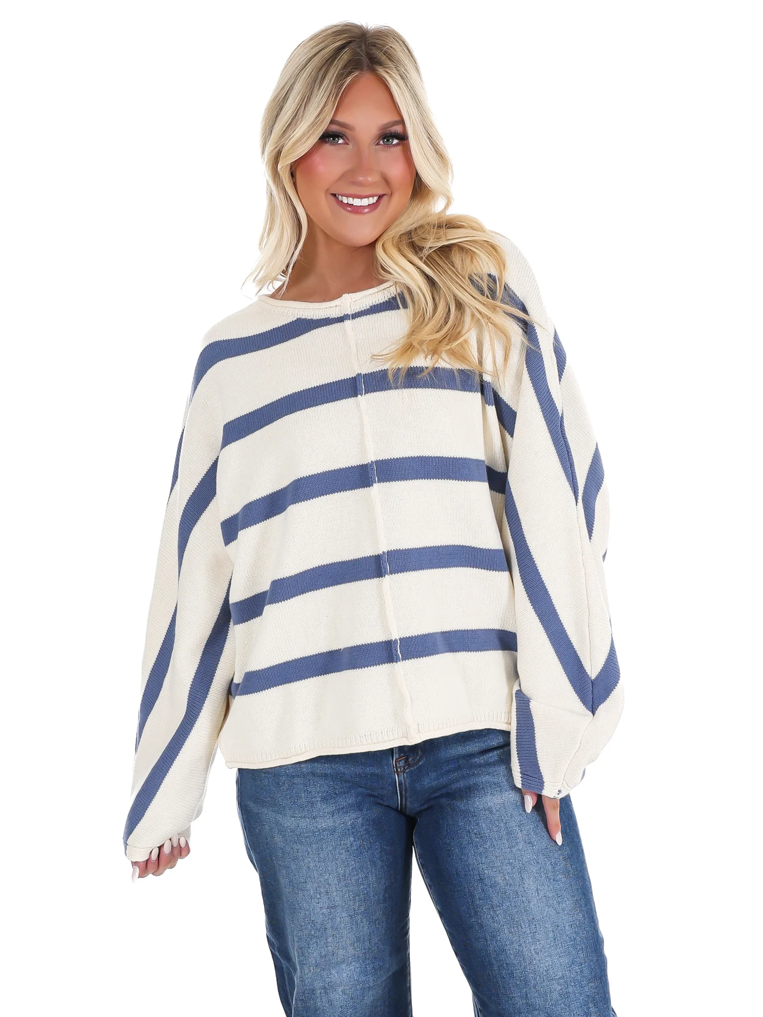Laid Back Chic Stripe Dolman Sleeve Sweater - Image 5