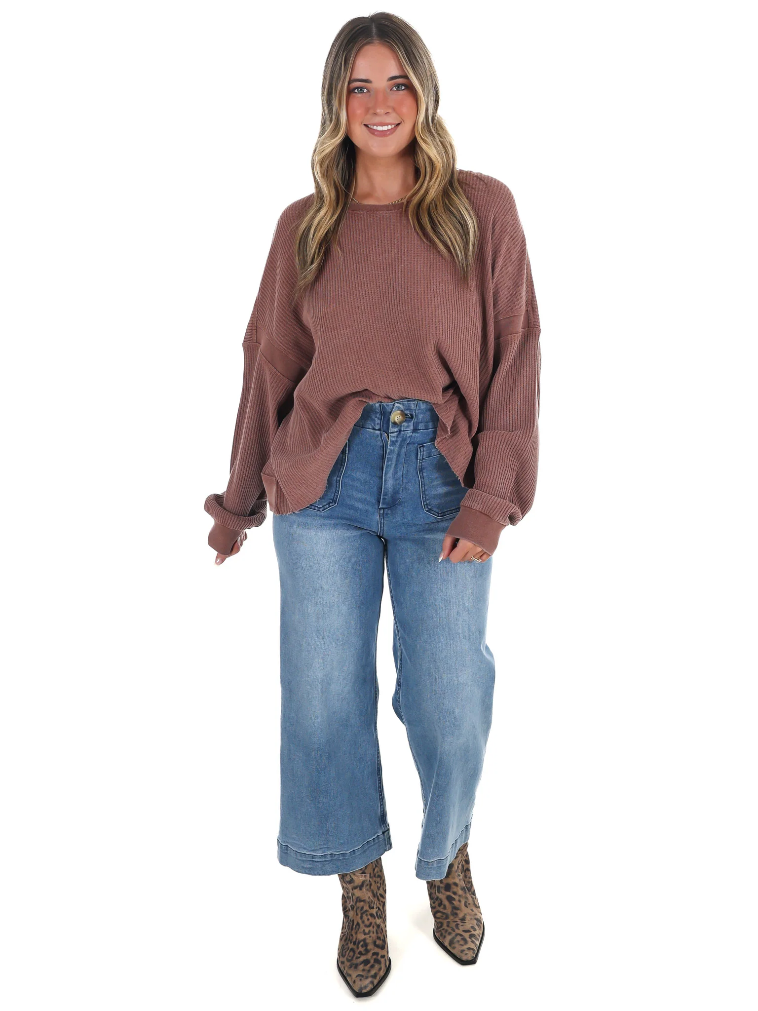 Laidback Comfort Waffle Knit Top - Image 21