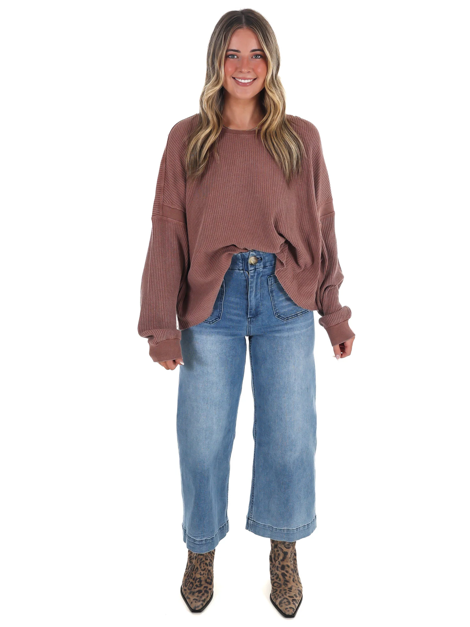 Laidback Comfort Waffle Knit Top - Image 25