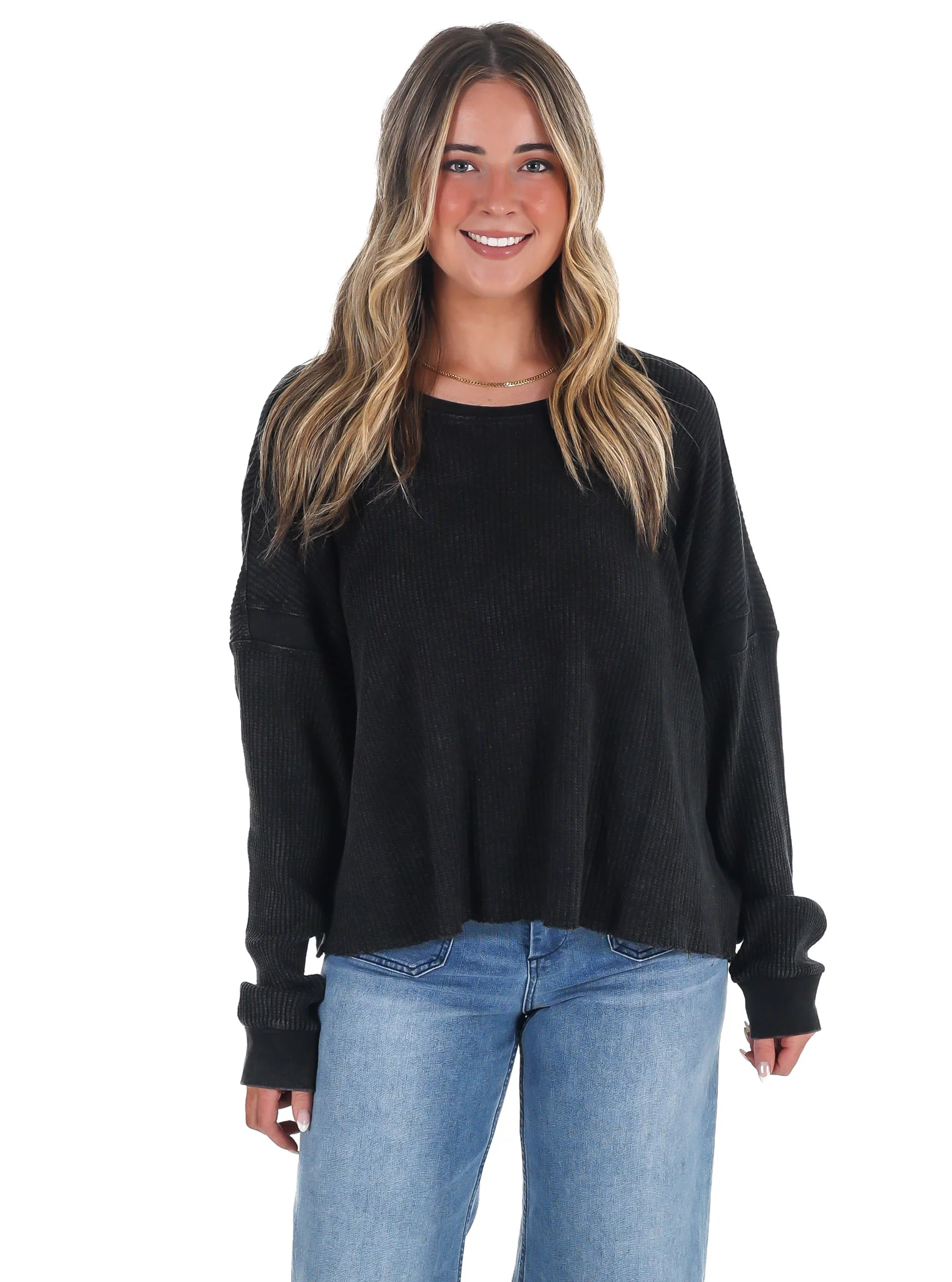 Laidback Comfort Waffle Knit Top - Image 3