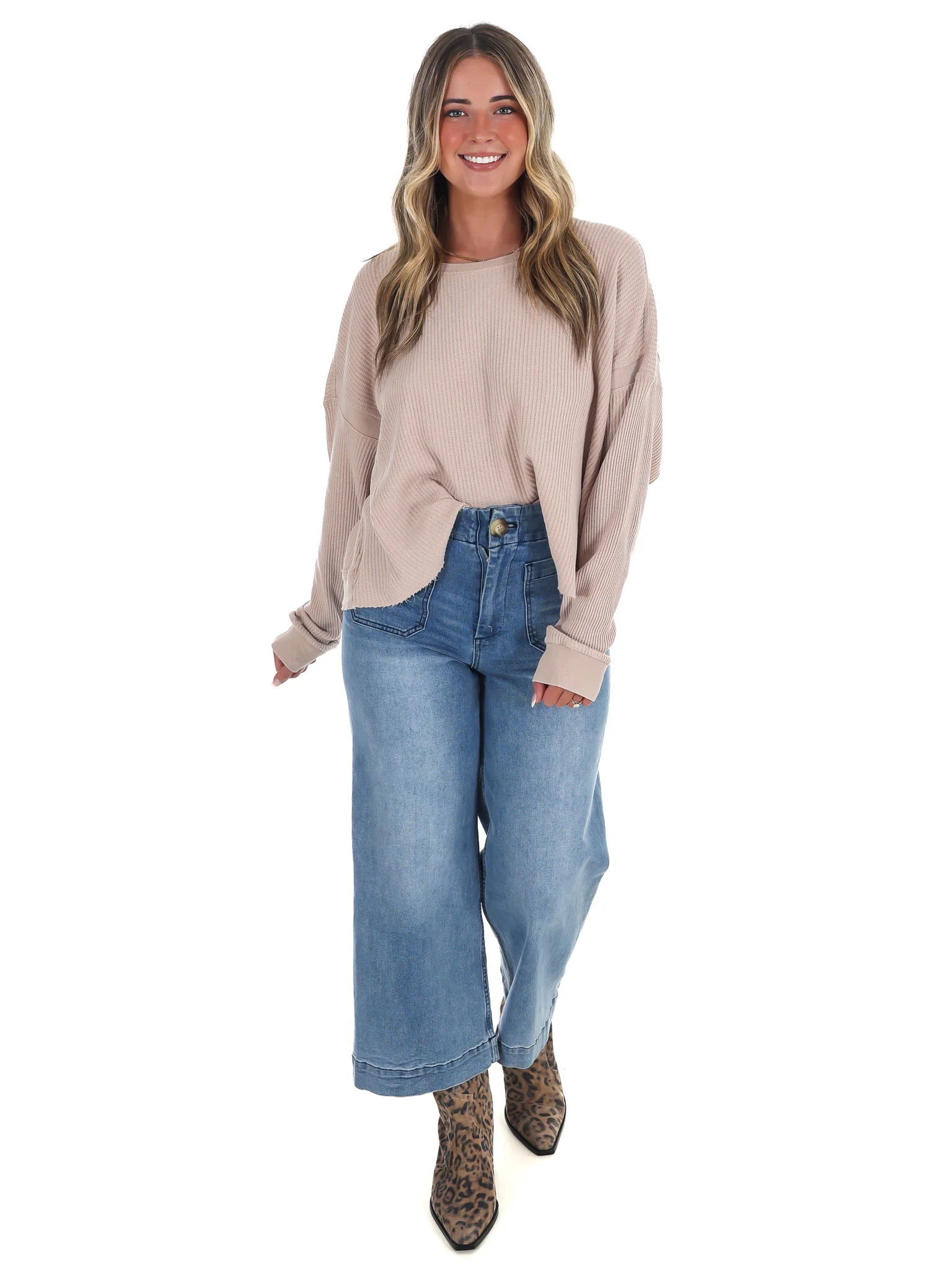 Laidback Comfort Waffle Knit Top - Image 32