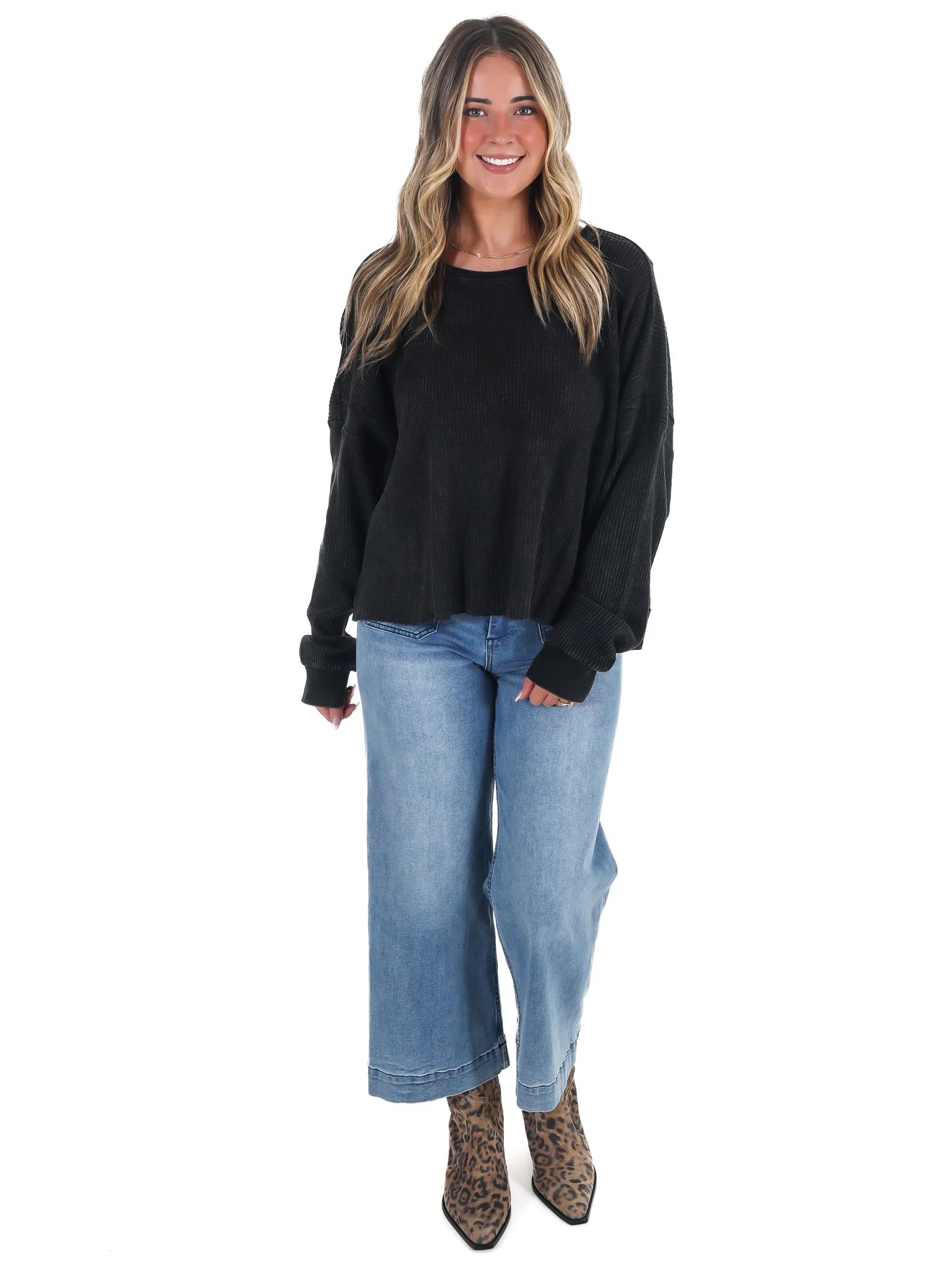 Laidback Comfort Waffle Knit Top - Image 4