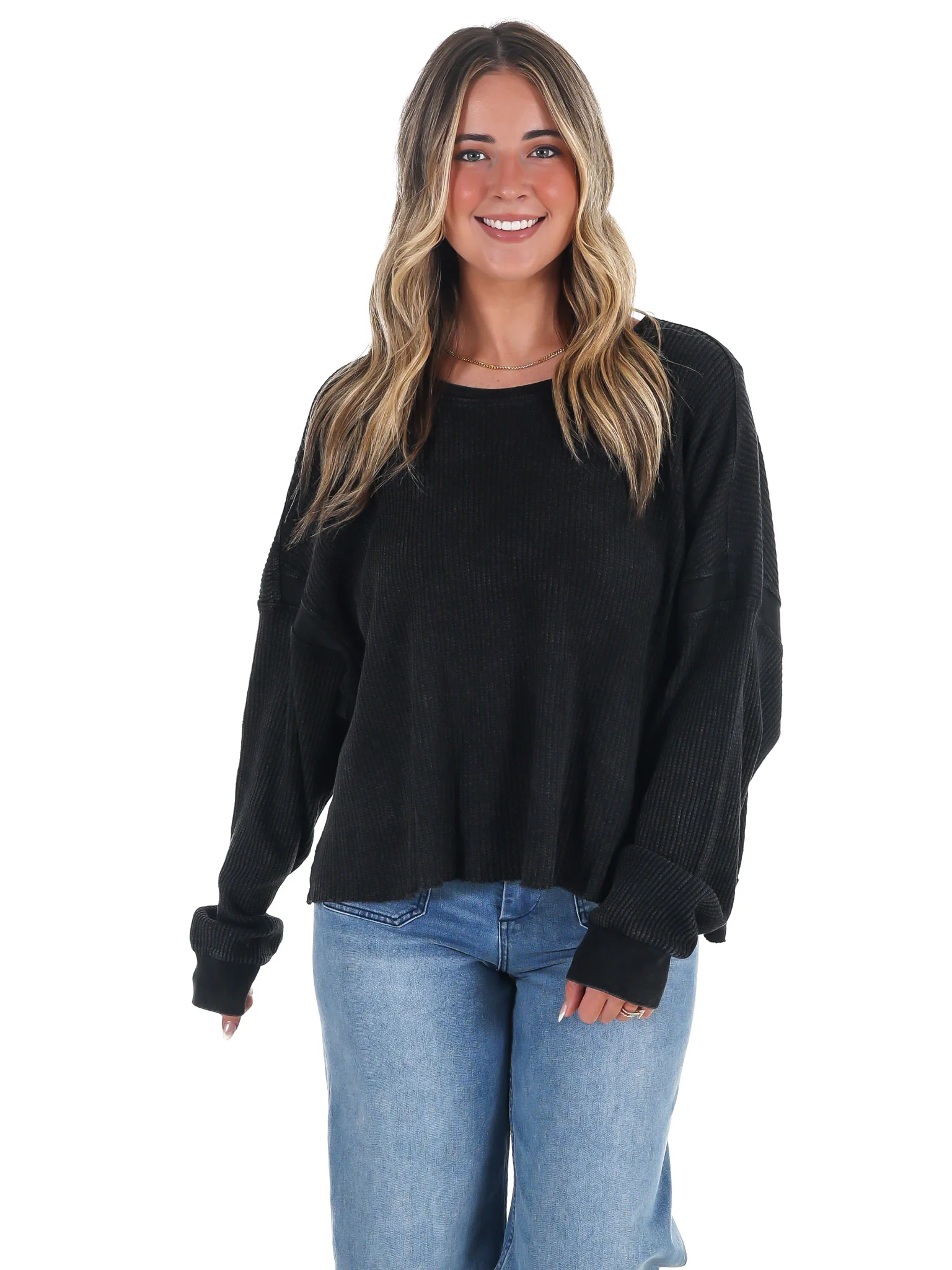 Laidback Comfort Waffle Knit Top - Image 5