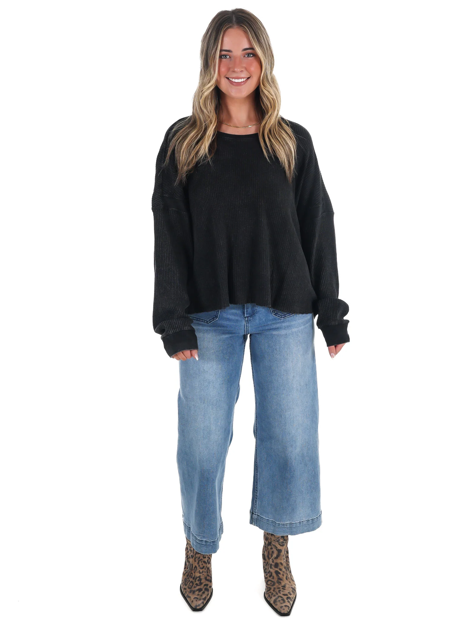 Laidback Comfort Waffle Knit Top - Image 6