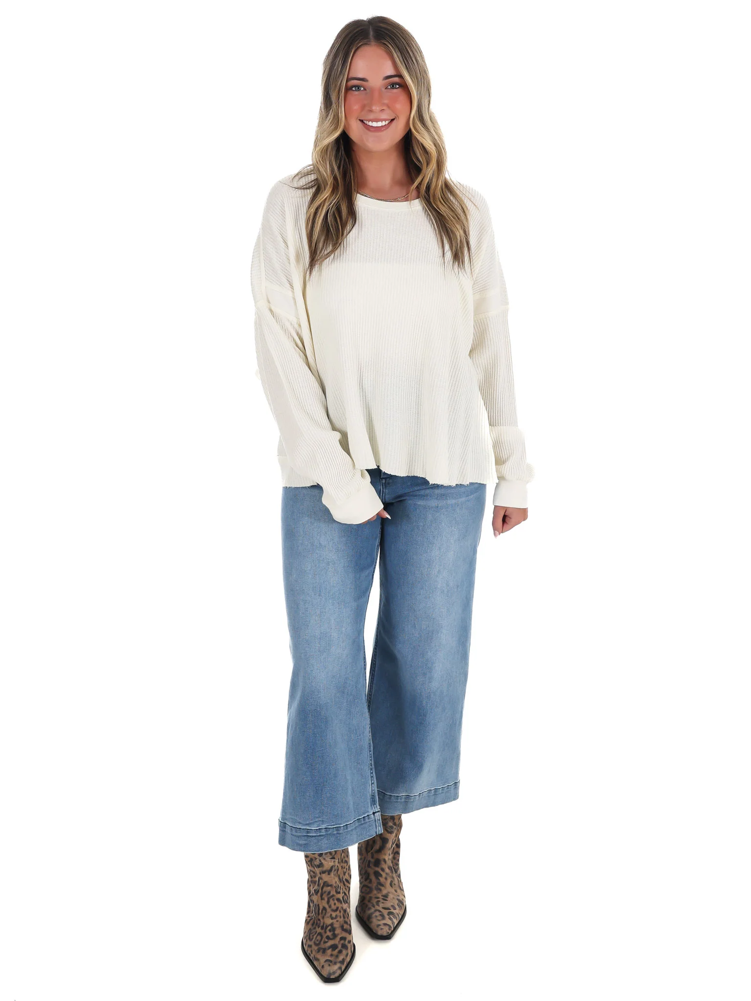 Laidback Comfort Waffle Knit Top - Image 9