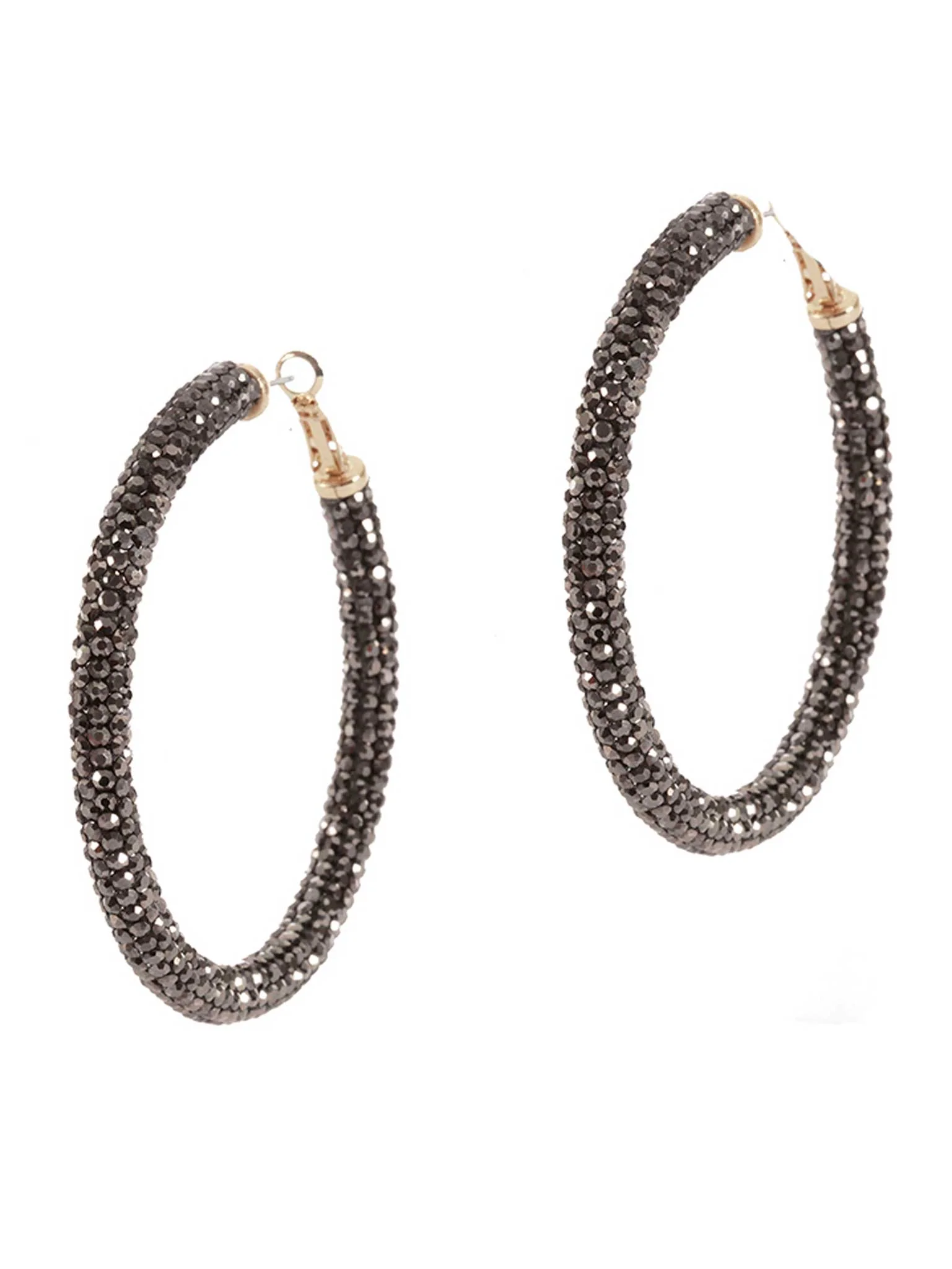Large Rhinestone Pave Hoop Earrings - Image 2