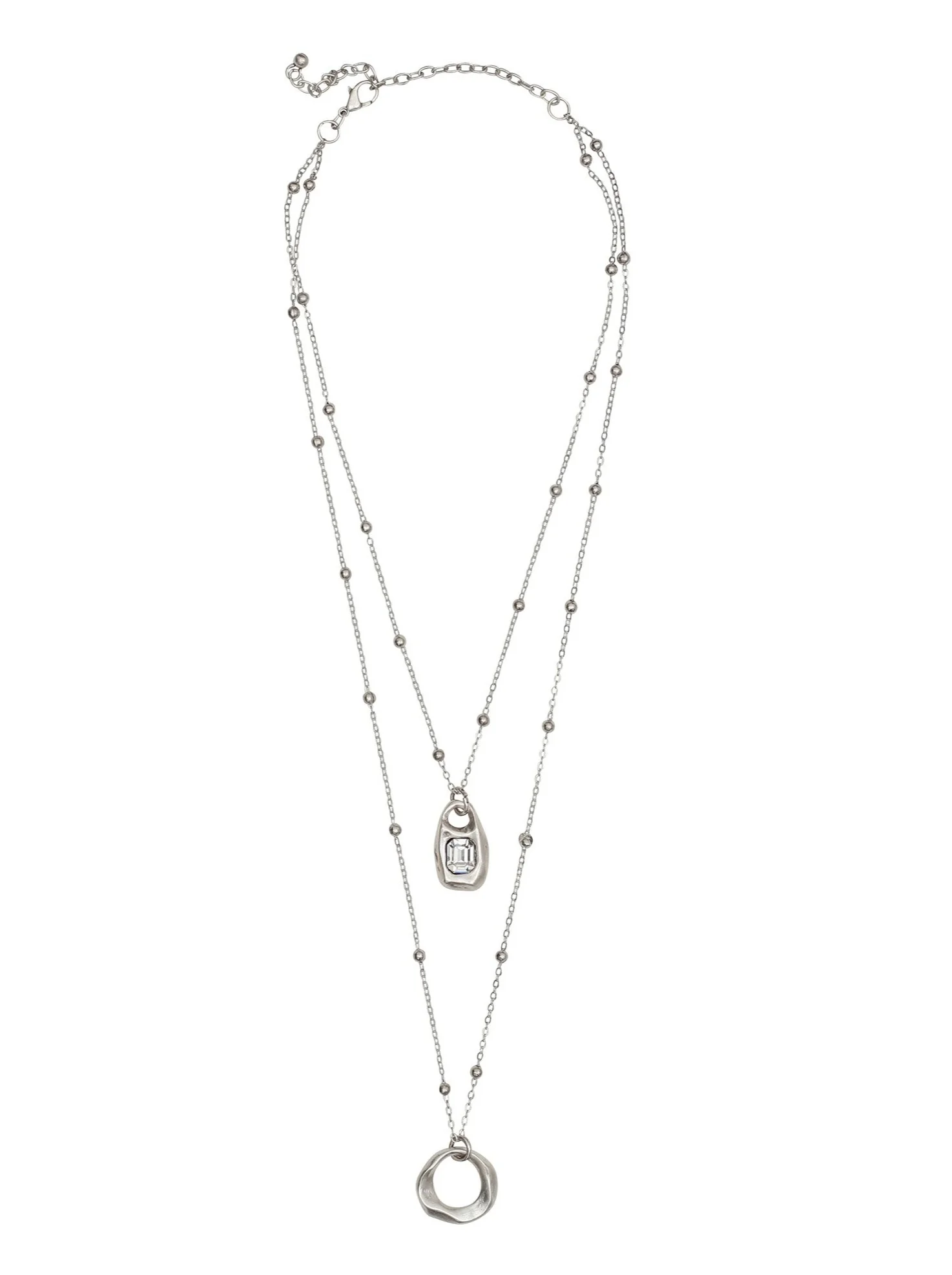 Layered Silver Plated Necklace