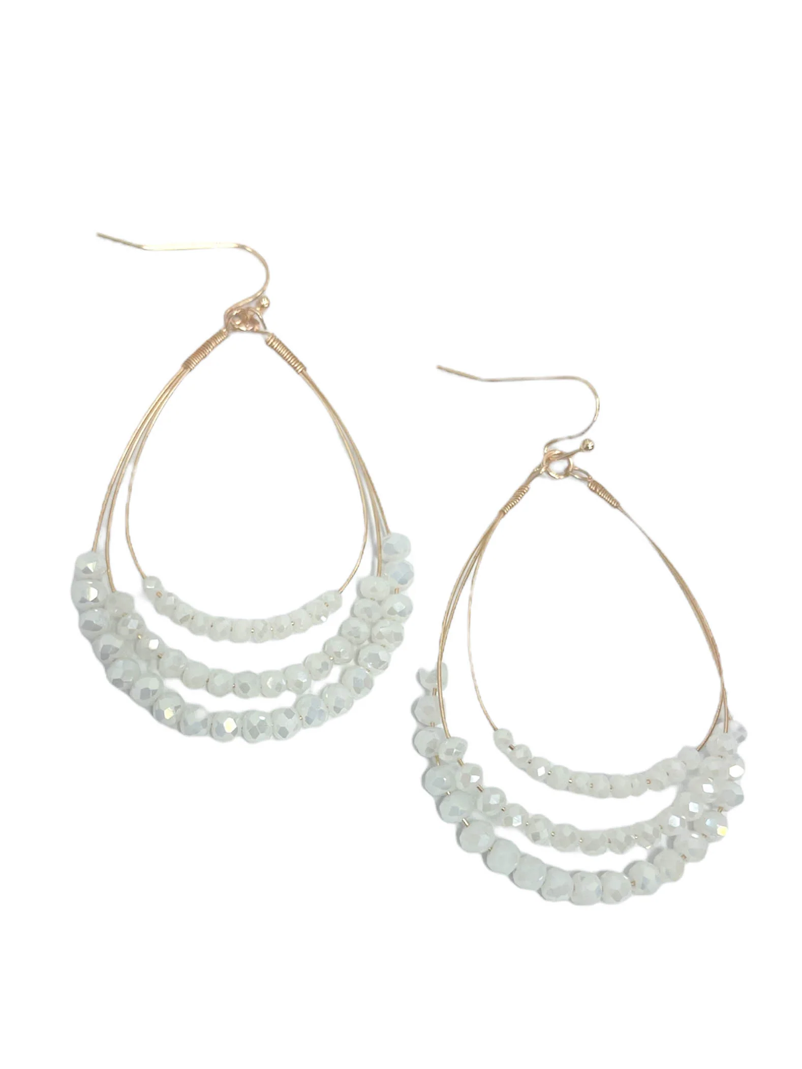 Layered Wire Bead Teardrop Earrings - Image 2