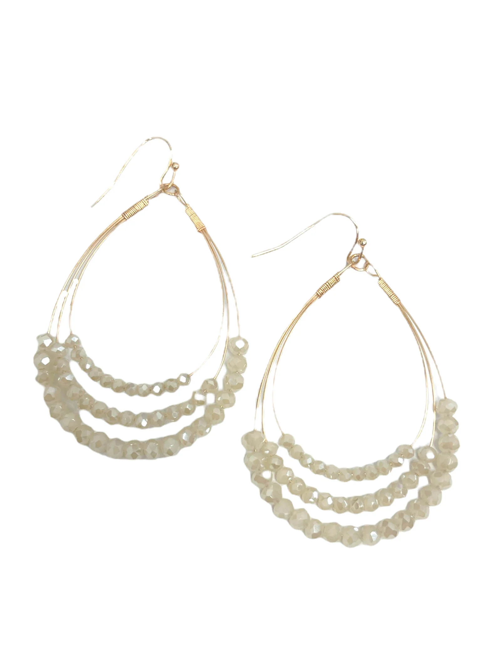 Layered Wire Bead Teardrop Earrings - Image 3