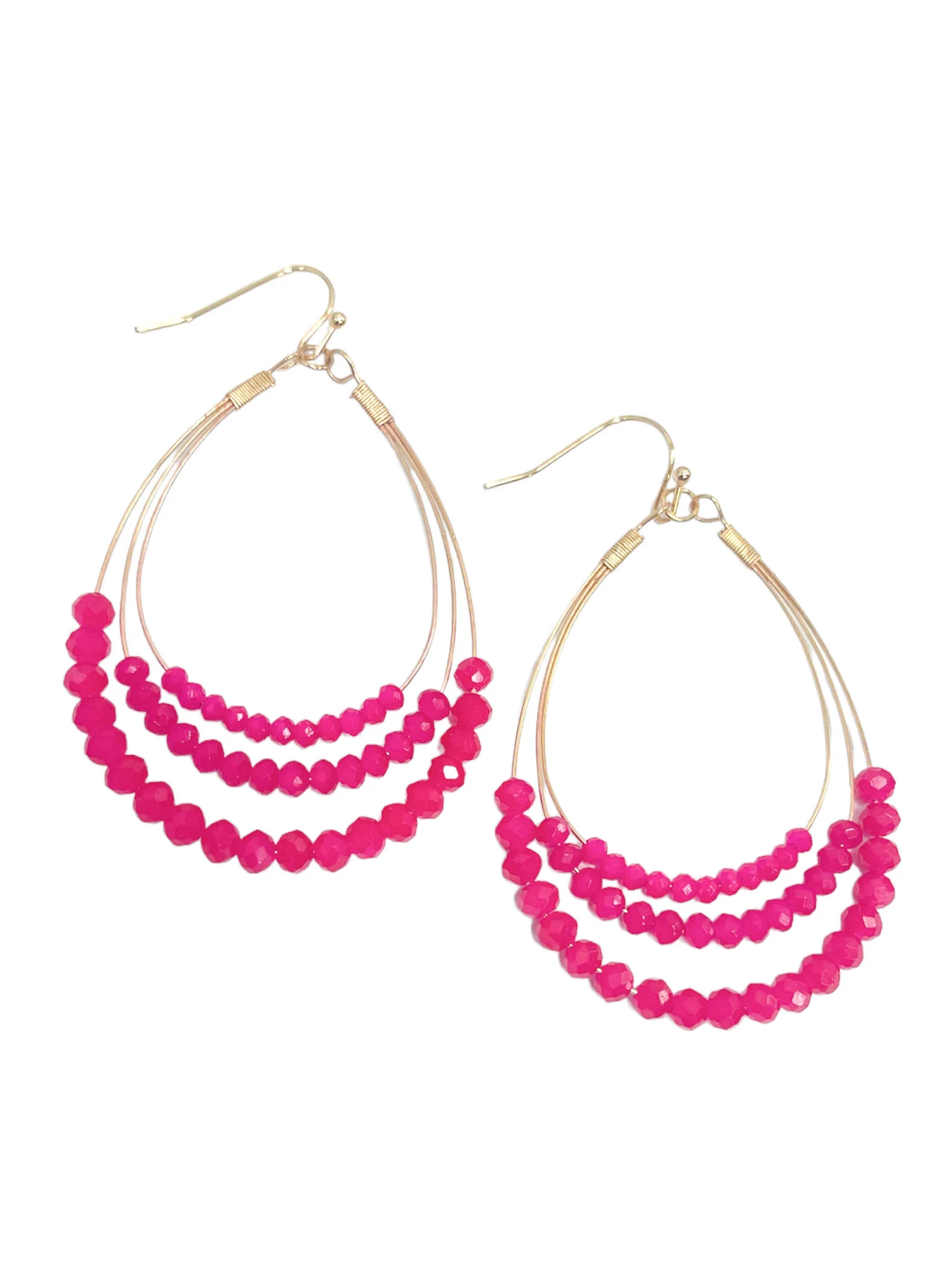 Layered Wire Bead Teardrop Earrings - Image 4