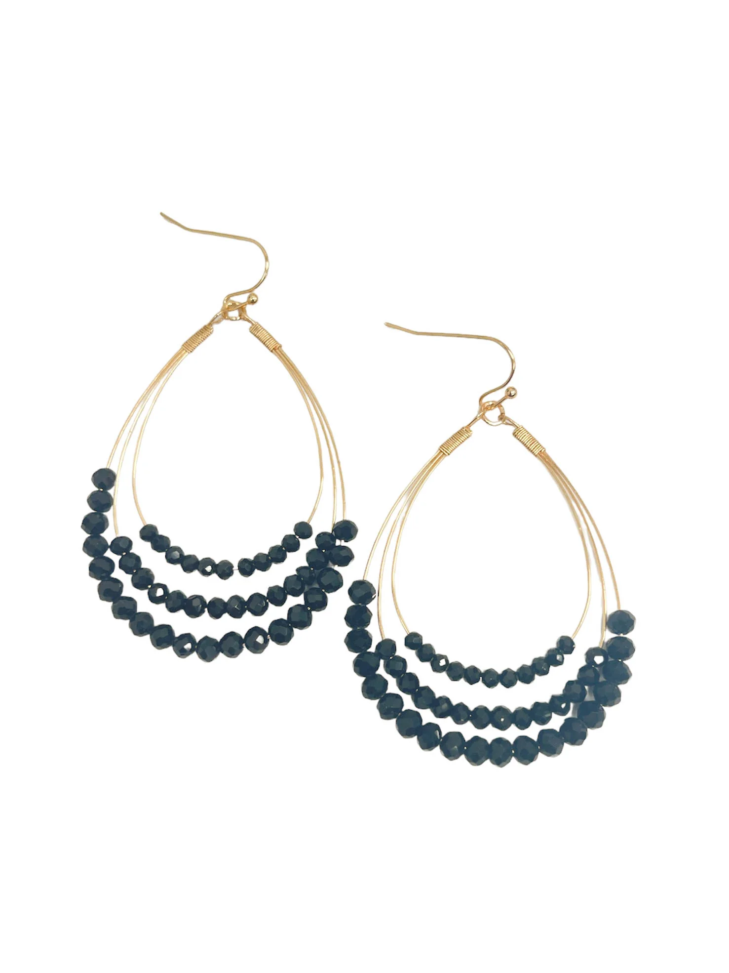 Layered Wire Bead Teardrop Earrings - Image 5