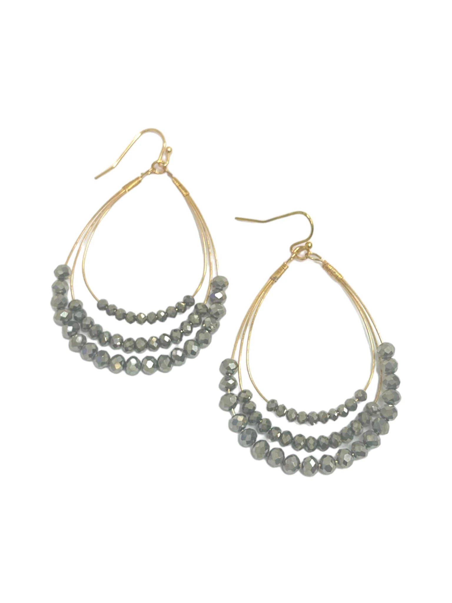 Layered Wire Bead Teardrop Earrings - Image 7