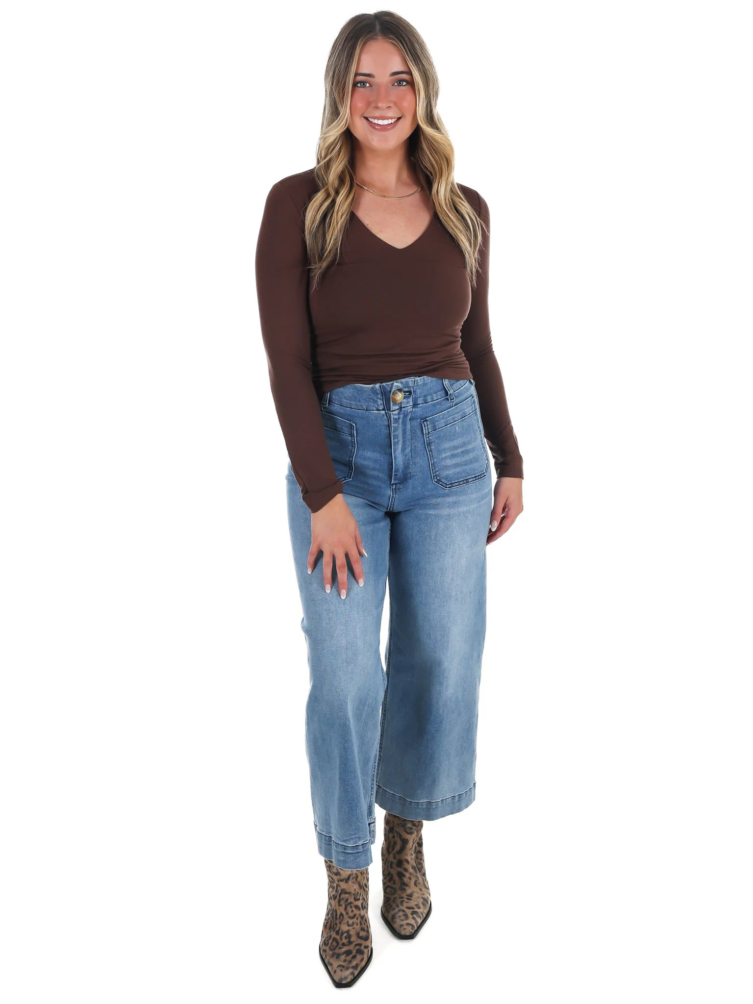 Lead the Way Double Layer V-Neck Fitted Top - Image 22