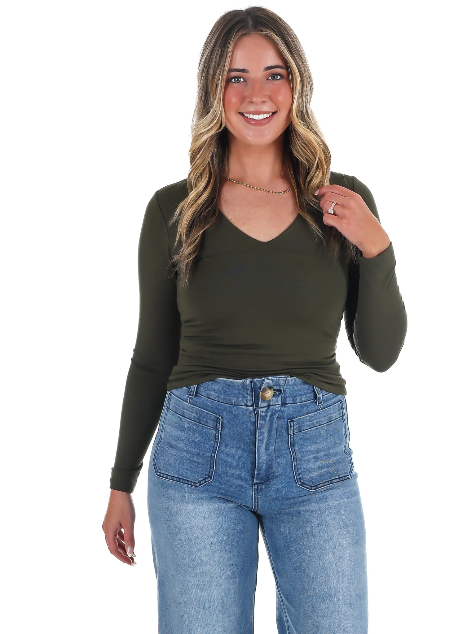 Lead the Way Double Layer V-Neck Fitted Top - Image 29