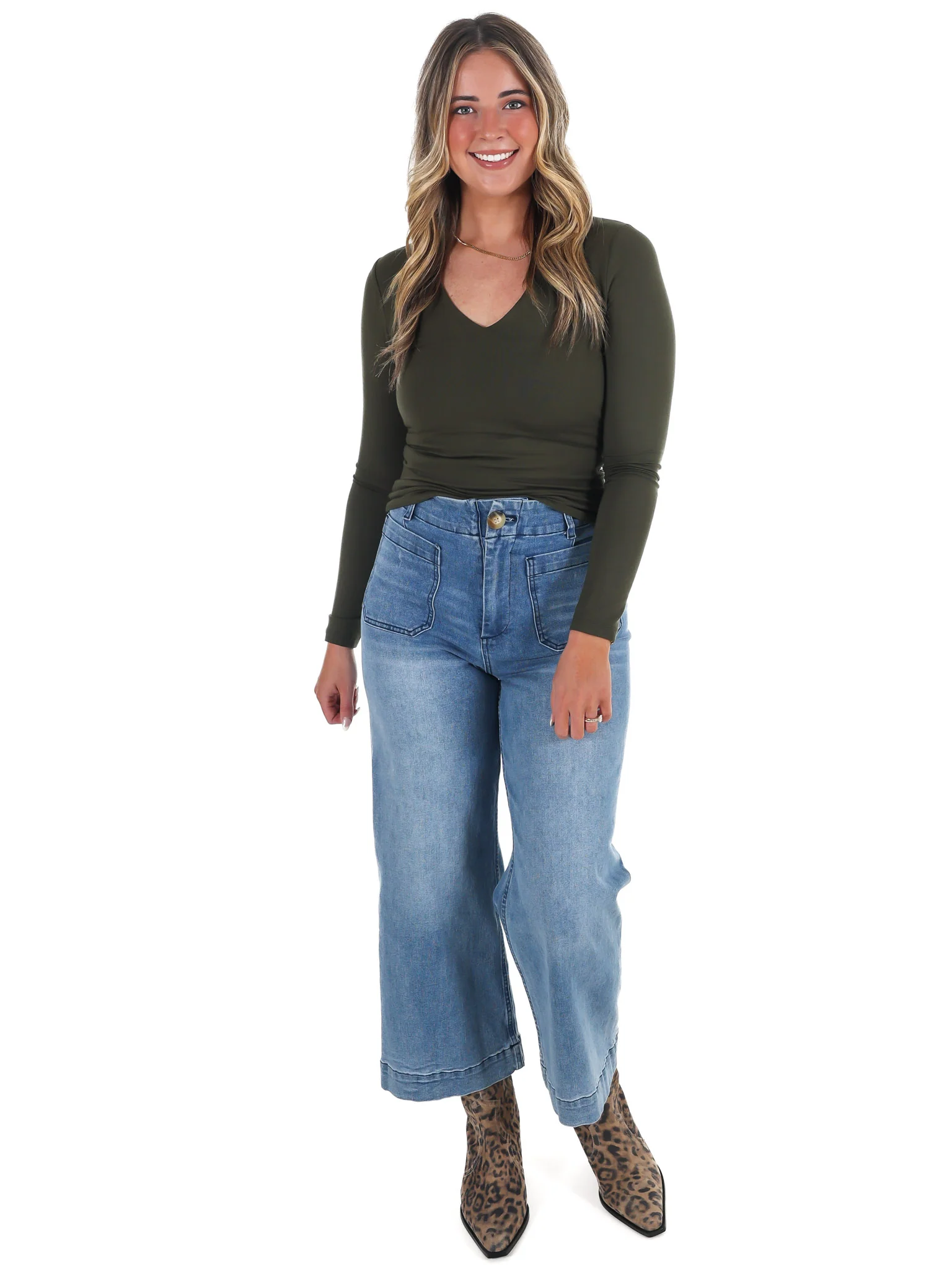 Lead the Way Double Layer V-Neck Fitted Top - Image 30