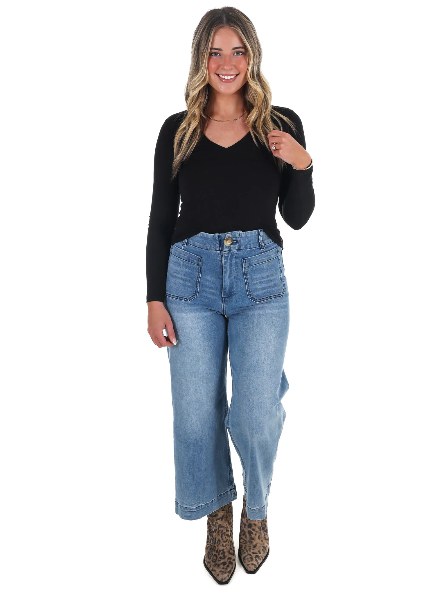Lead the Way Double Layer V-Neck Fitted Top - Image 32