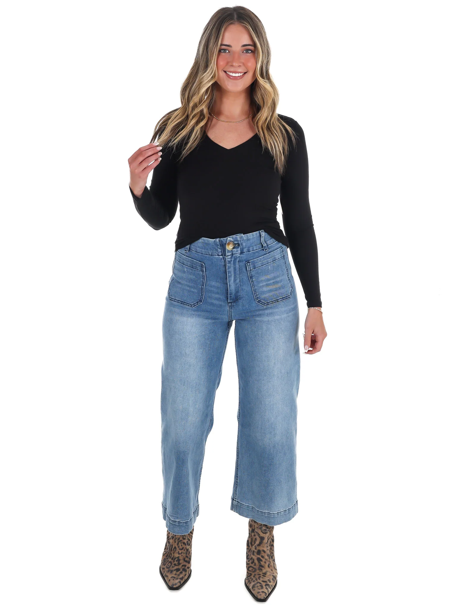 Lead the Way Double Layer V-Neck Fitted Top - Image 36