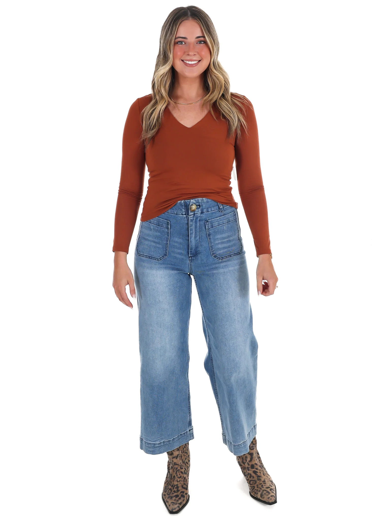 Lead the Way Double Layer V-Neck Fitted Top - Image 6