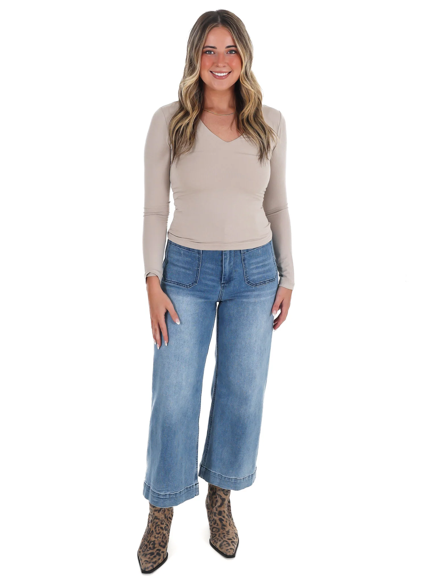 Lead the Way Double Layer V-Neck Fitted Top - Image 8