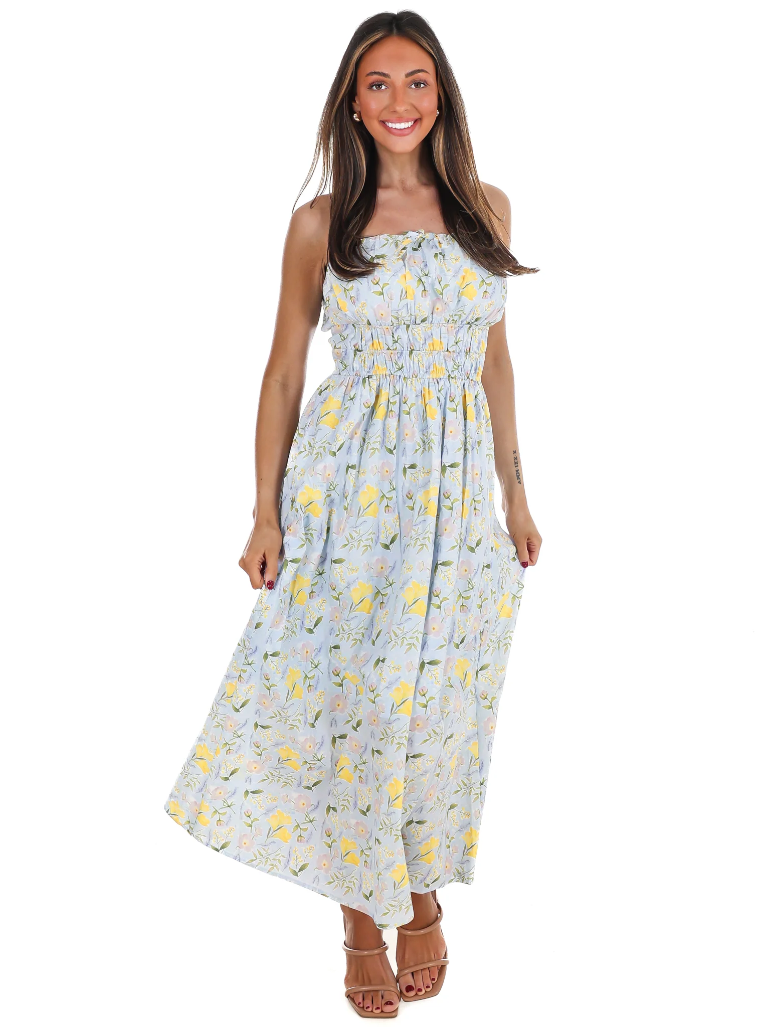Lemon Blossom Tube Midi Dress - Image 10
