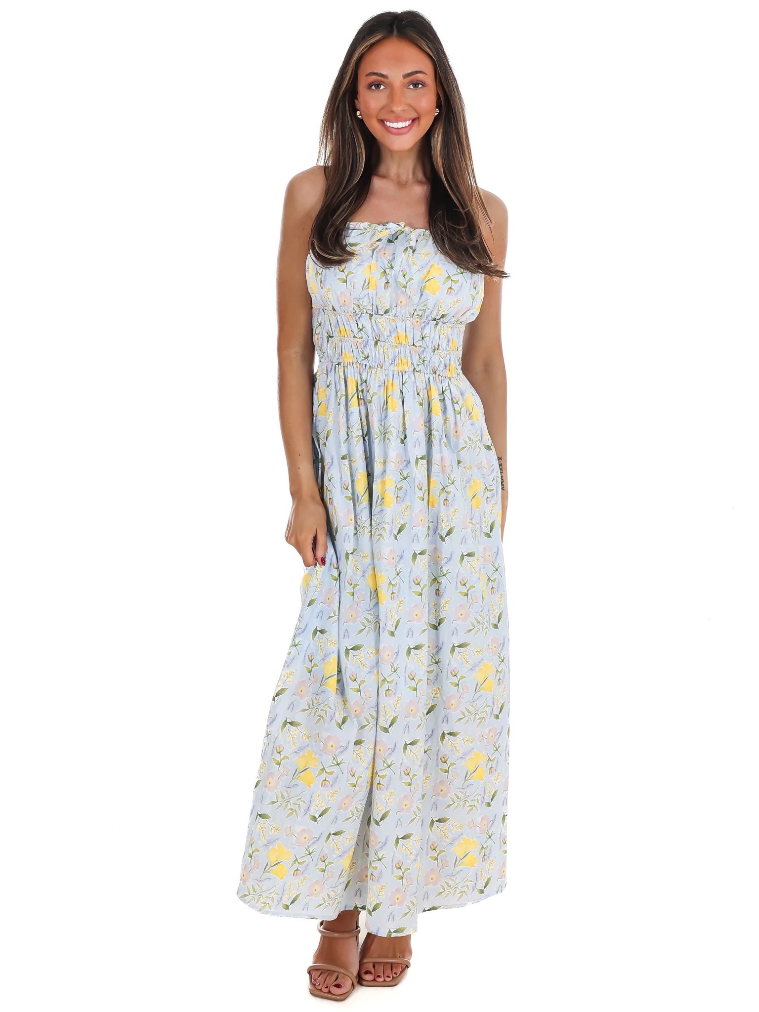 Lemon Blossom Tube Midi Dress - Image 11