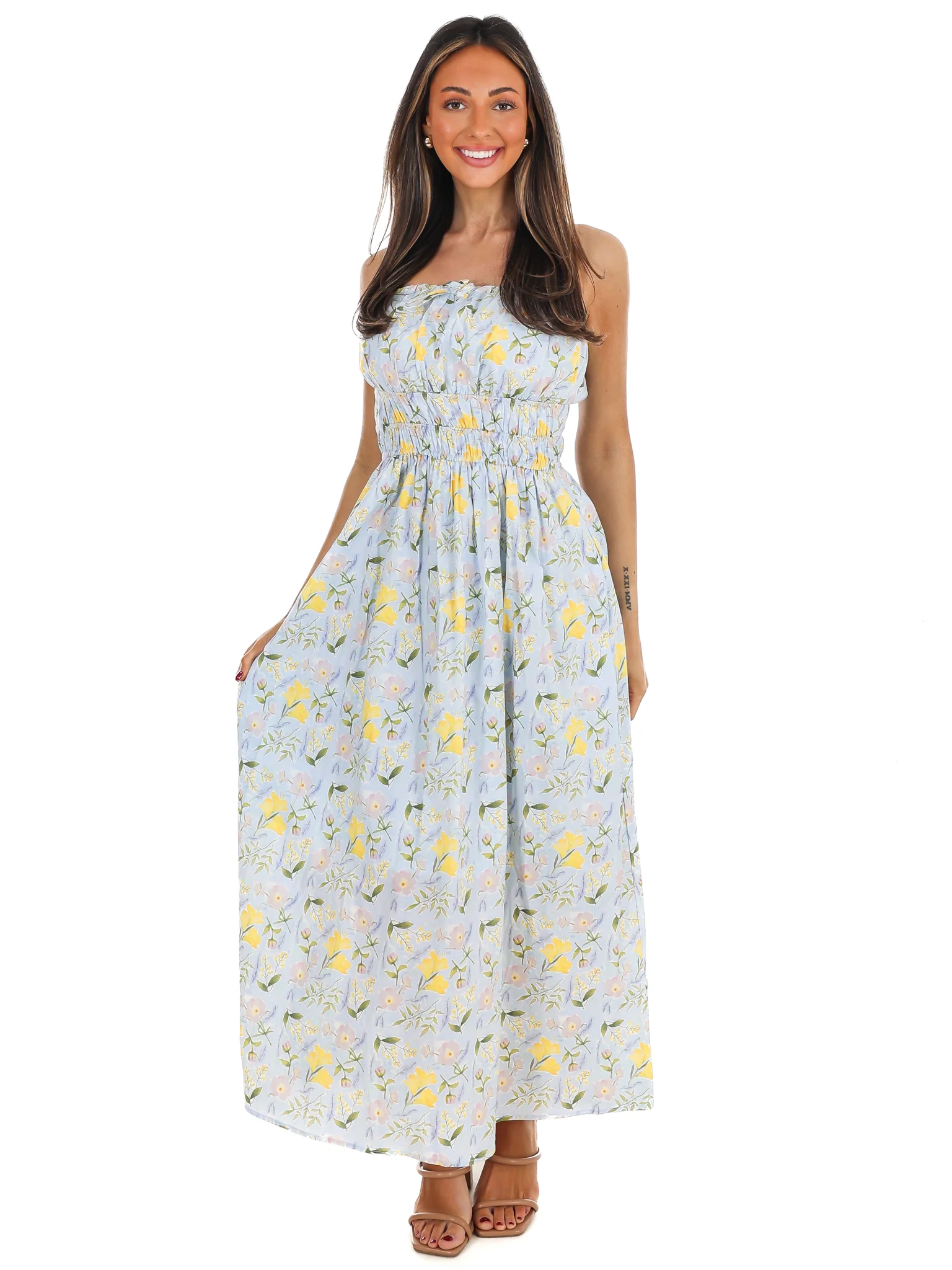 Lemon Blossom Tube Midi Dress - Image 12
