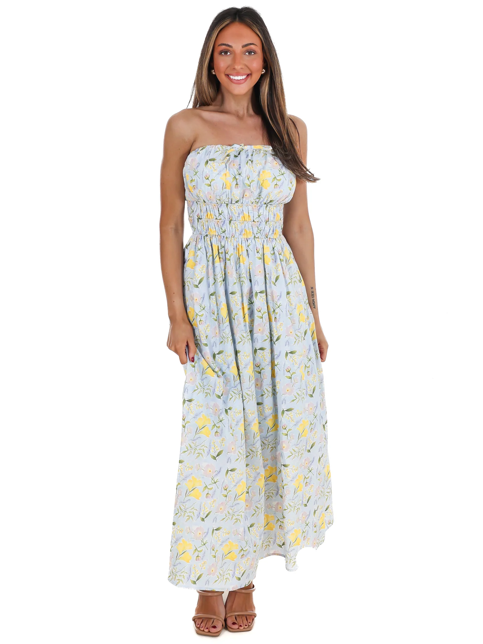 Lemon Blossom Tube Midi Dress - Image 13