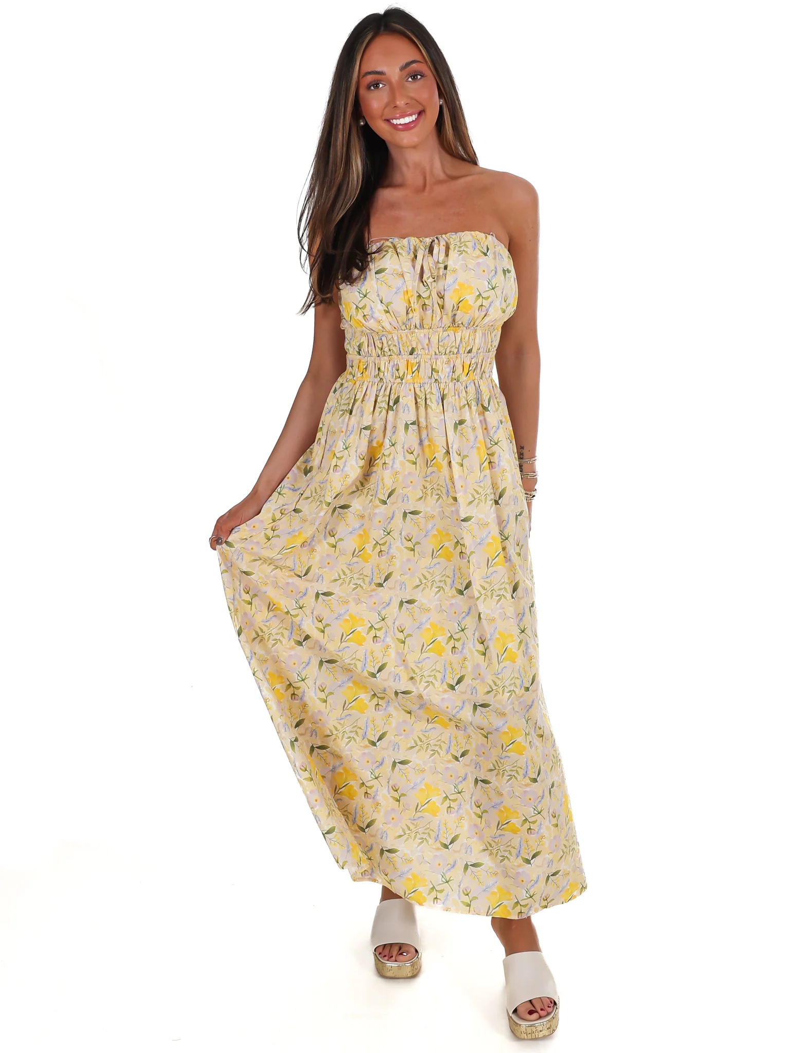 Lemon Blossom Tube Midi Dress - Image 5