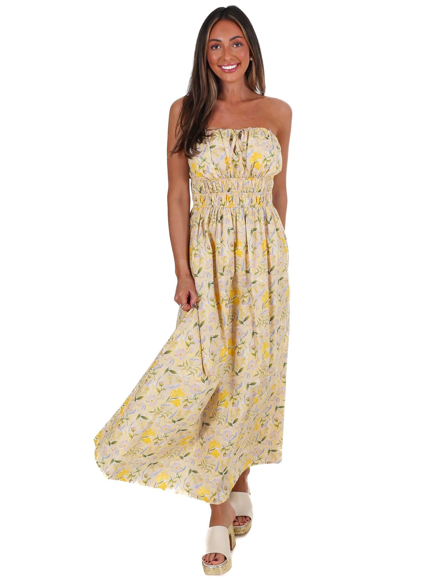 Lemon Blossom Tube Midi Dress - Image 6