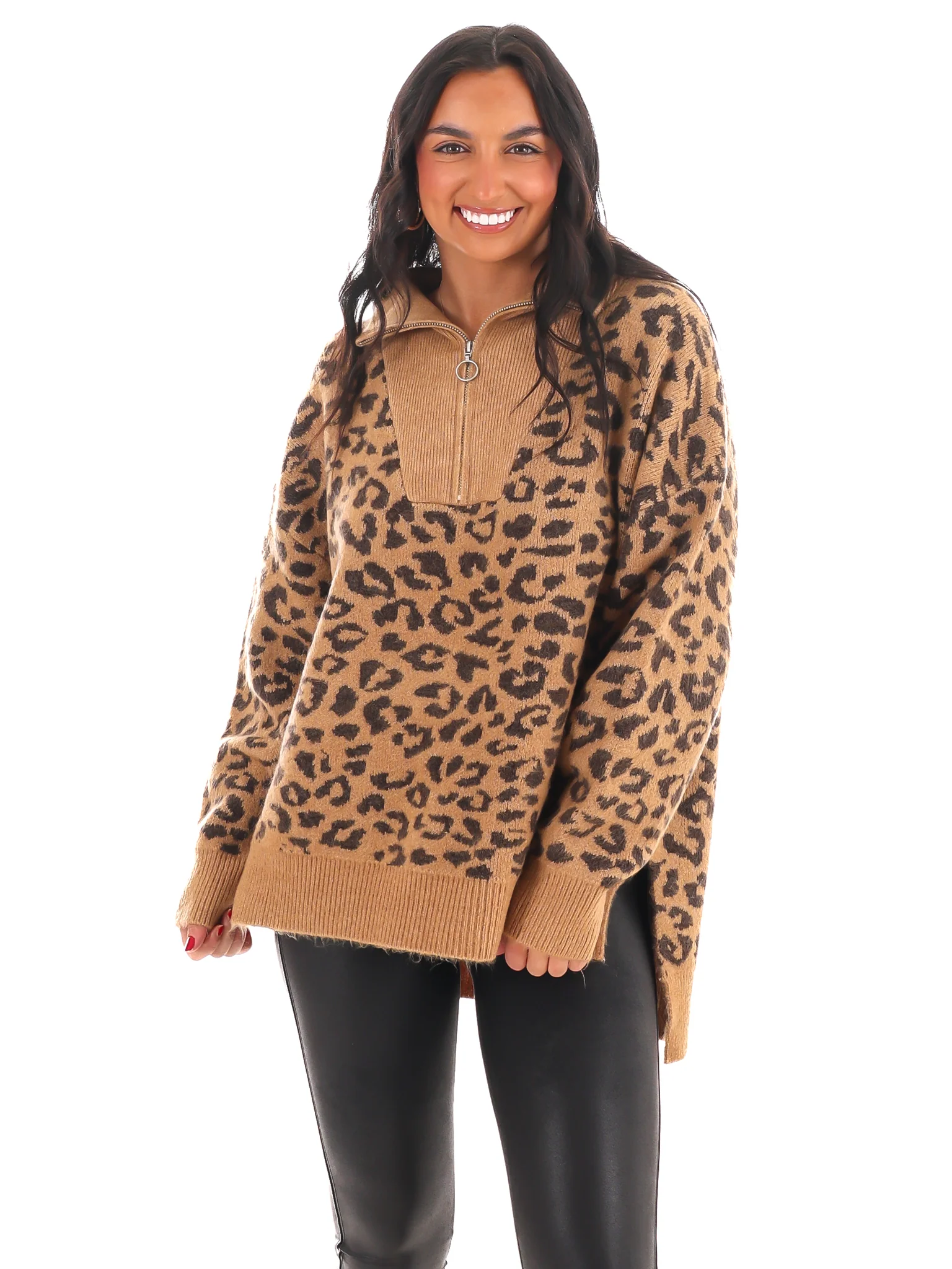 Leopard Luxe Half Zip Sweater - Image 10