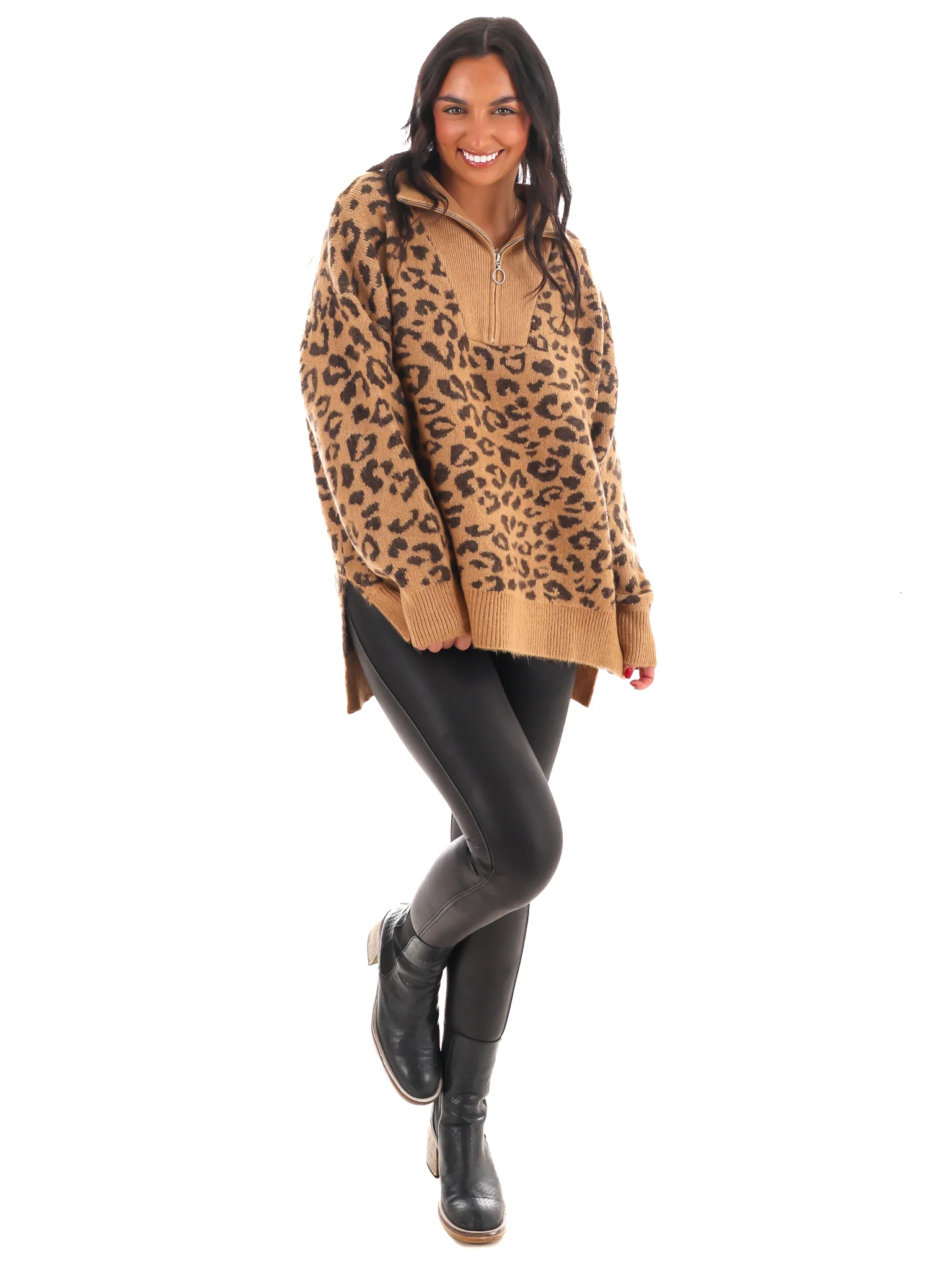 Leopard Luxe Half Zip Sweater - Image 14