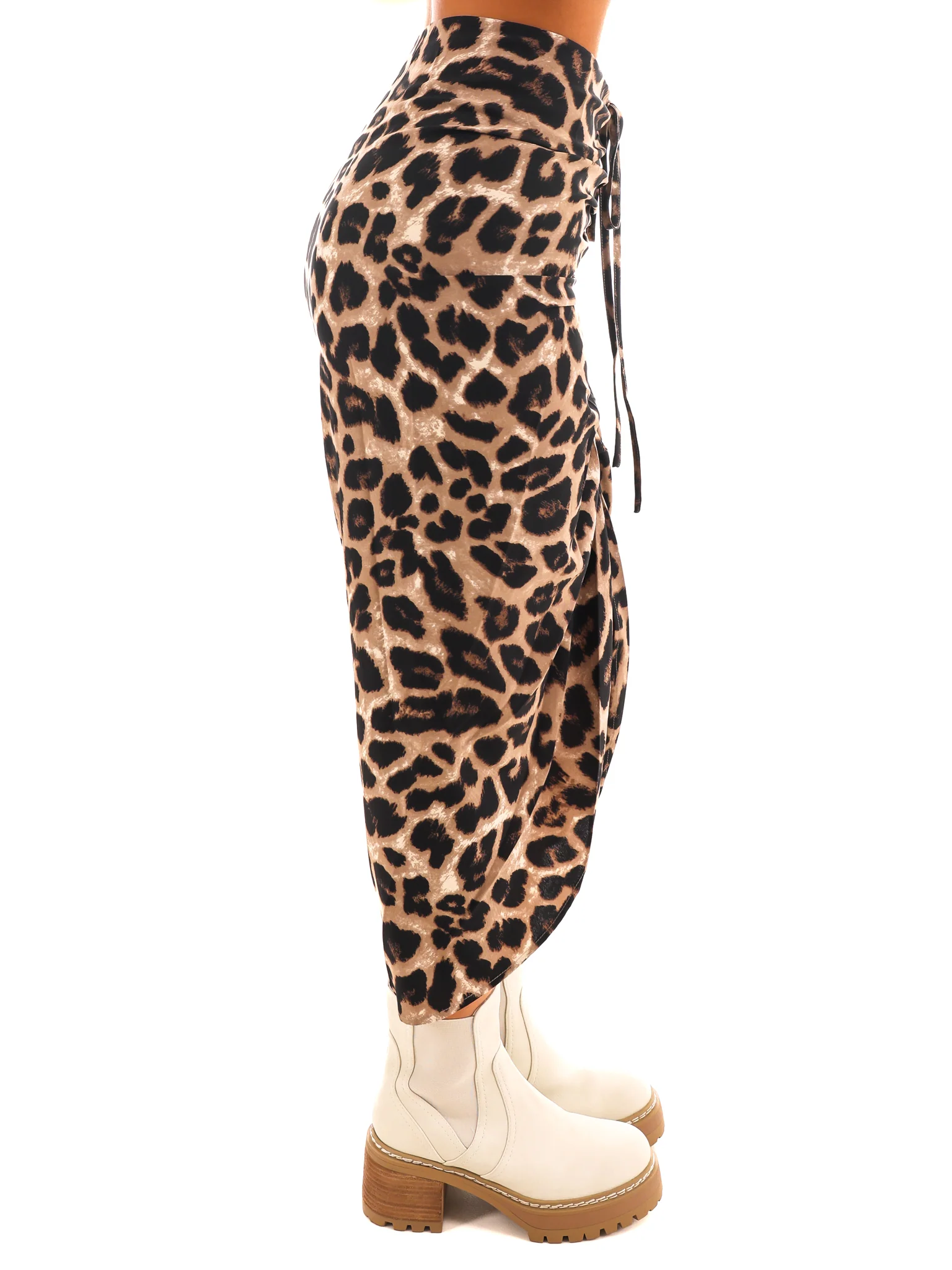 Leopard Print Ruching Detail Skirt - Image 2