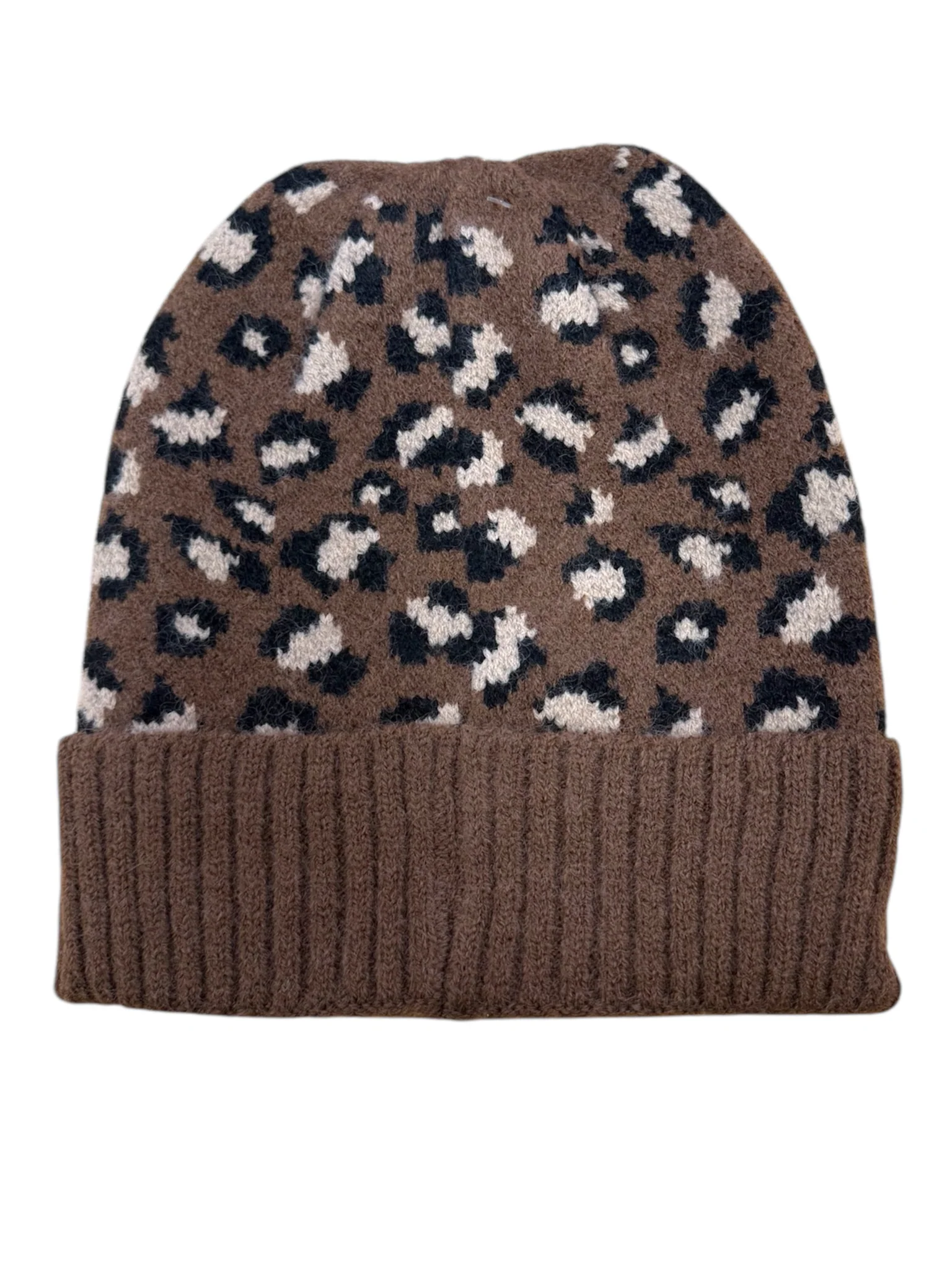 Leopard Ribbed Beanie with Cuff - Image 2