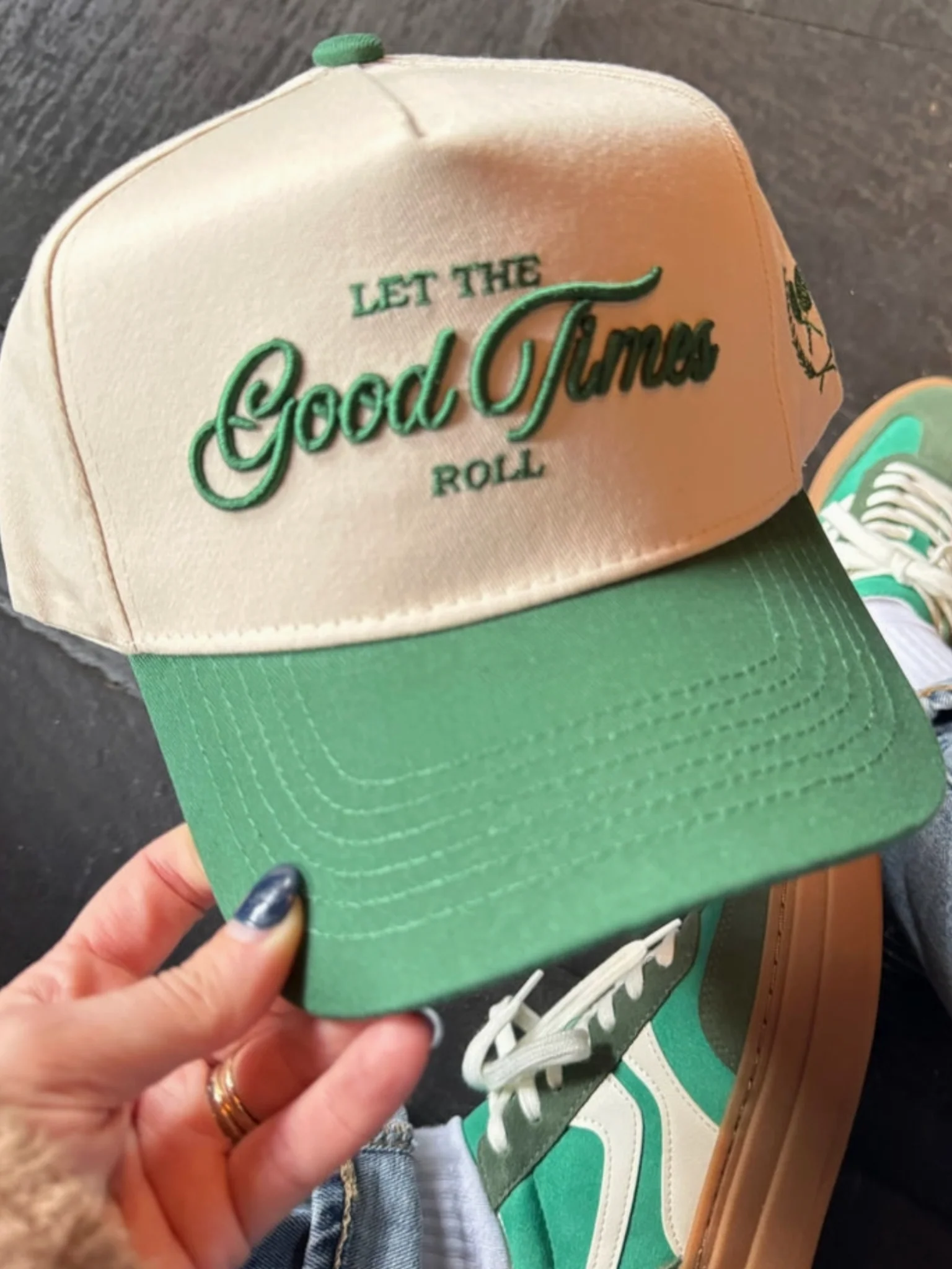 Let the Good Times Roll Green Trucker Hat