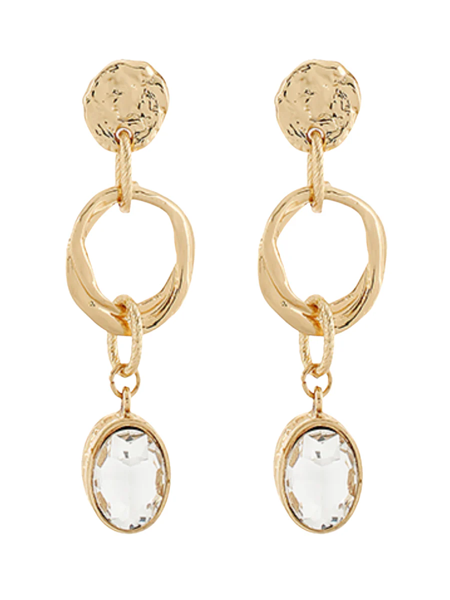 Linked Organic Oval Stone Earrings
