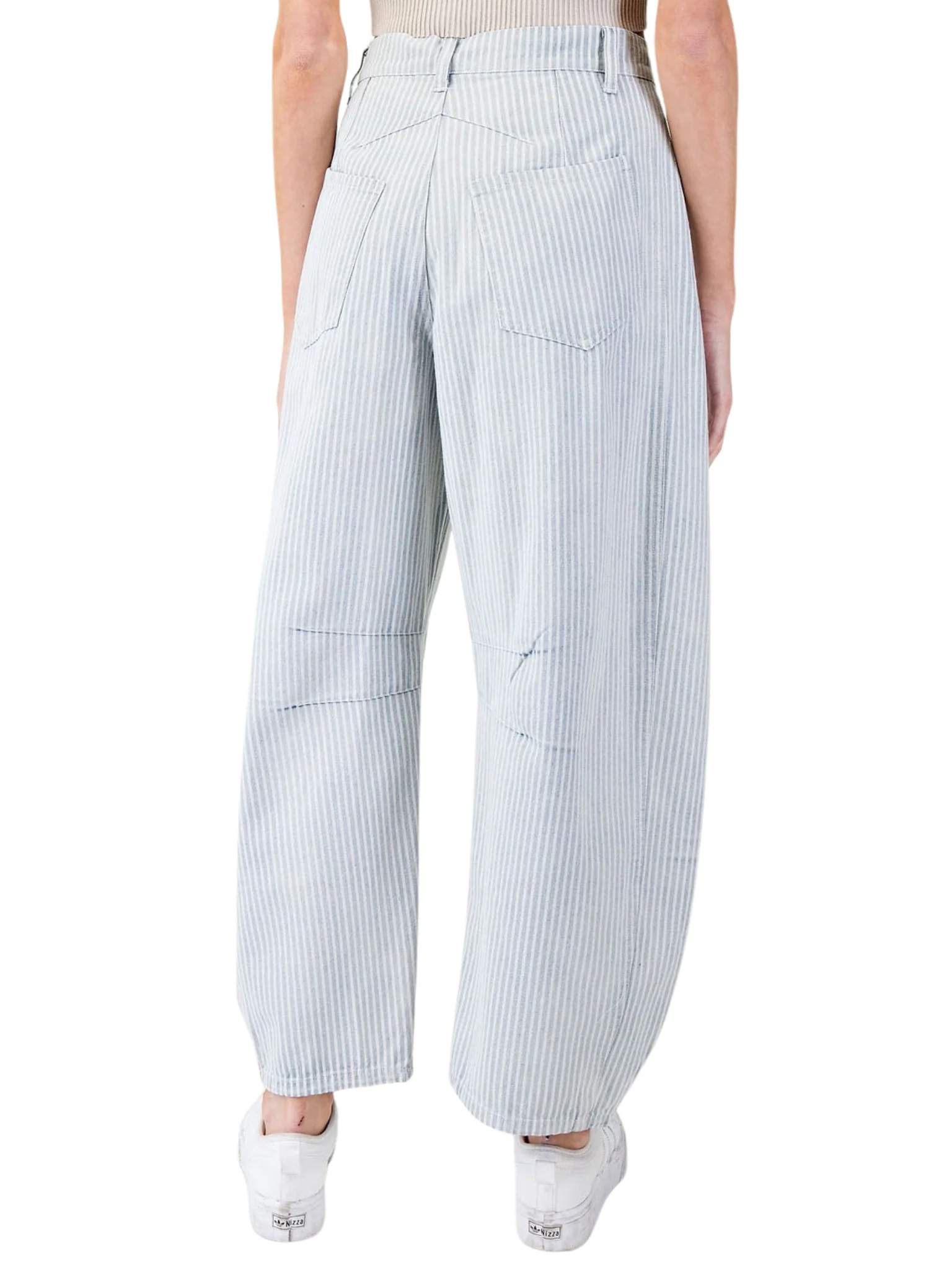 Little Moments Pinstriped Barrel Jeans - Image 4