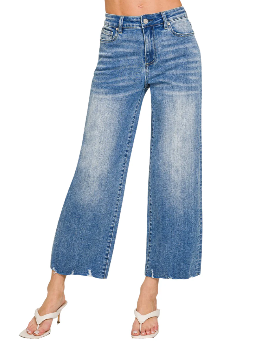 Lived In Raw Hem Cropped Jeans - Image 3